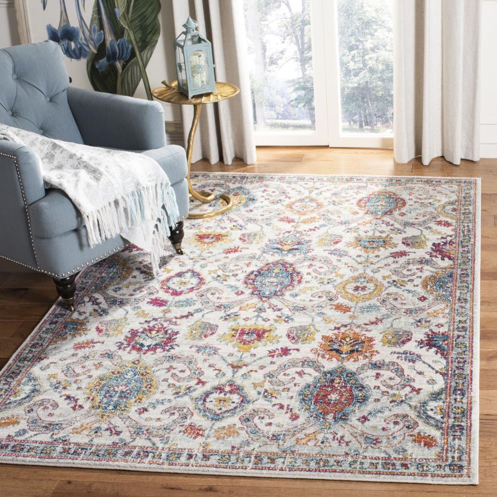 Evoke EVK255 Power Loomed Area Rug - Cream/Orange - 5'3"x7'6" - Safavieh.