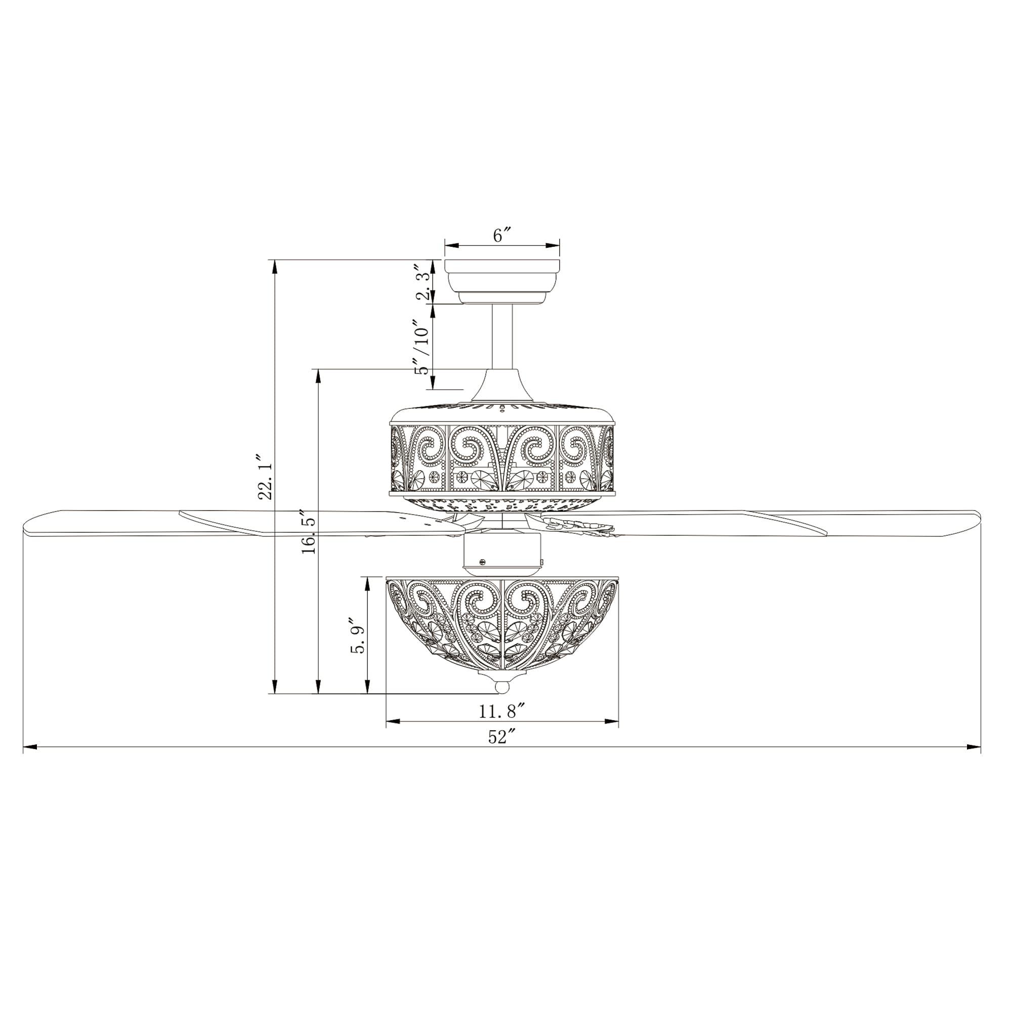 Warehouse of Tiffany Tisaphon Dual Lamp Crystal Embellished 52-inch Fan Chandelier