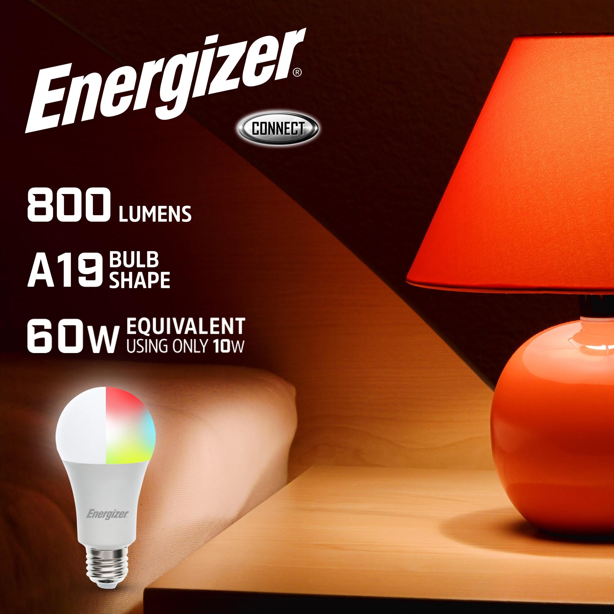 Energizer Connect Smart A19 LED White & Multi-Color RGB Light Bulbs with Voice Control and Remote Access Through Your Smartphone | Compatible with Alexa and Google Assistant