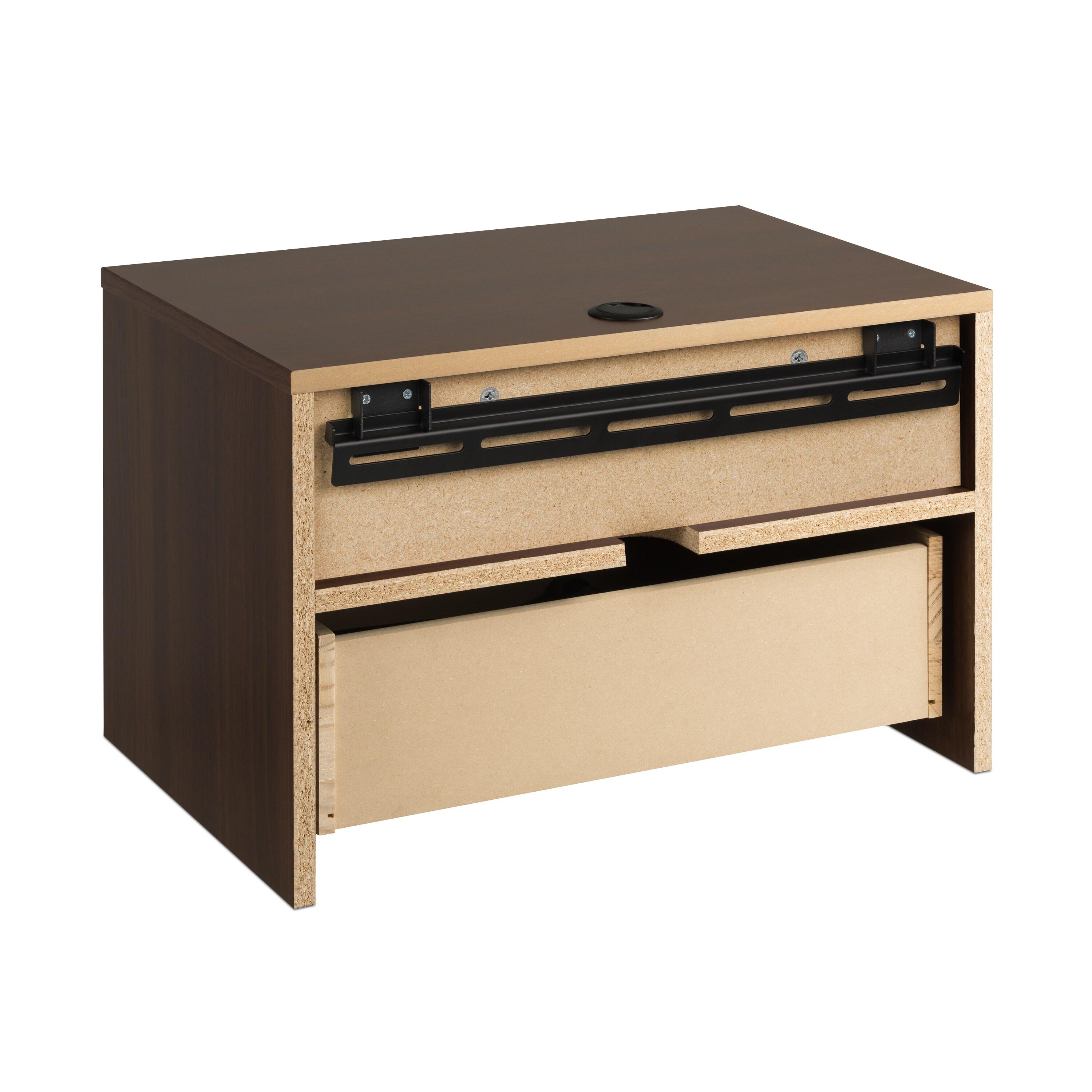 Floating 1 Drawer Nightstand with Open Shelf Cherry - Prepac: Laminated, Cable Management, Metal Glides