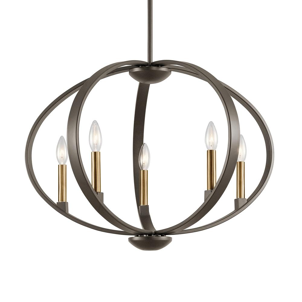 Elata 27" Pewter and Bronze 5-Light Orb Chandelier