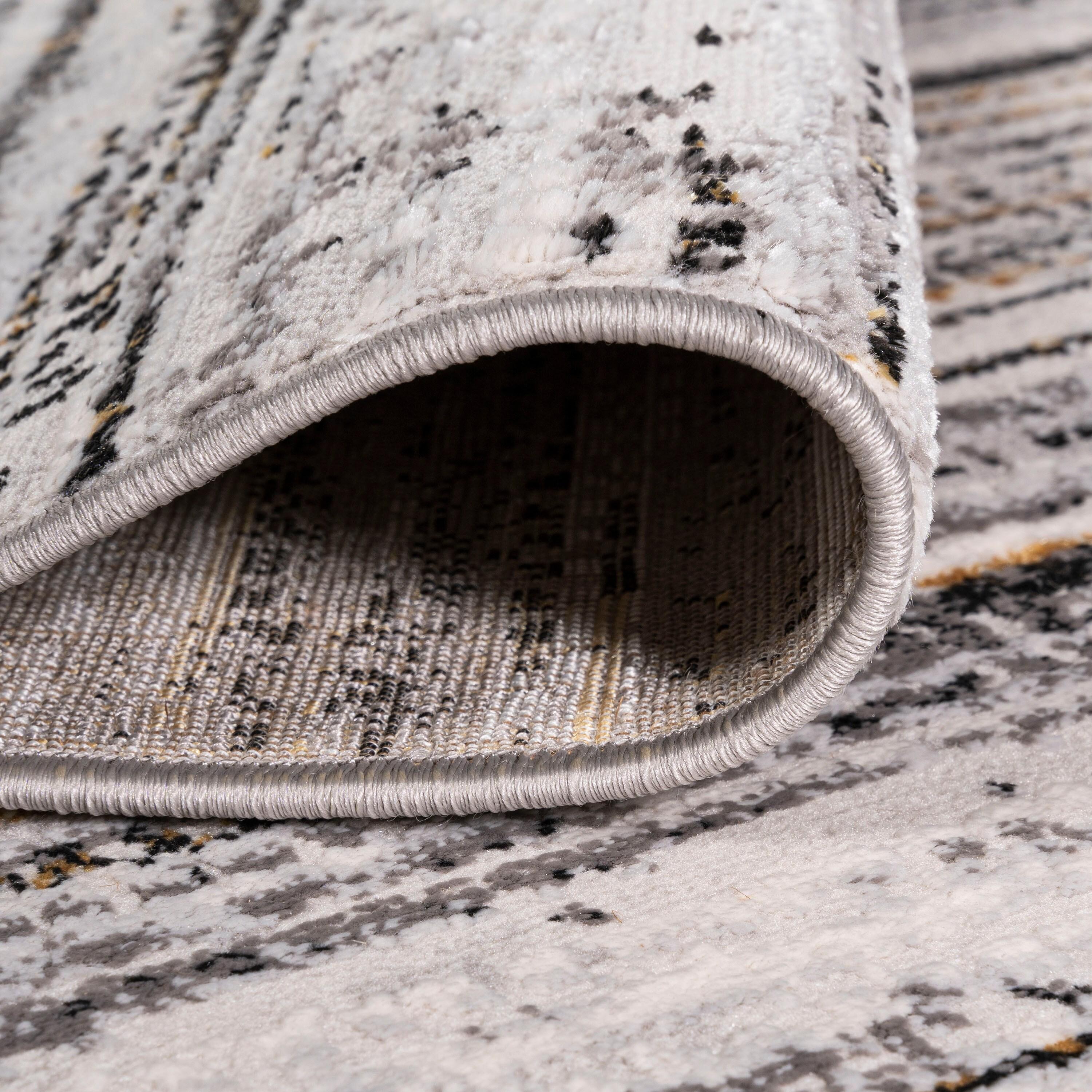 5'x8' Loom Modern Strie'  Area Rug, Gray/Black - JONATHAN Y