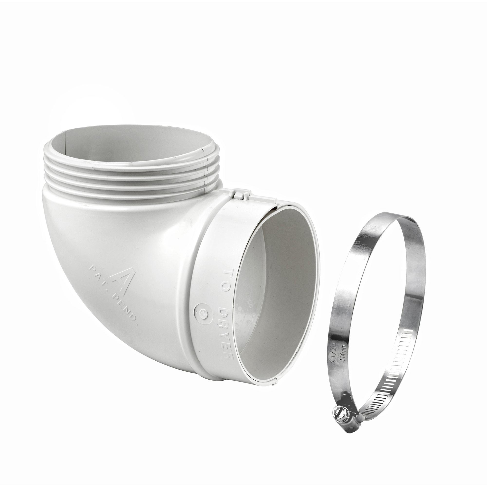 Lambro 4 In. ABS White Plastic Quick Fit Dryer Exhaust Elbow 3003L