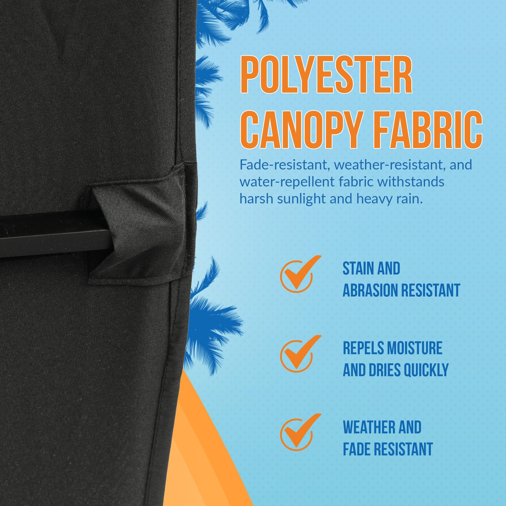 Island Umbrella 10' x 6.5' Rectangular Bimini Market Patio Umbrella Black: Weather-Resistant, Steel Frame, Crank Handle