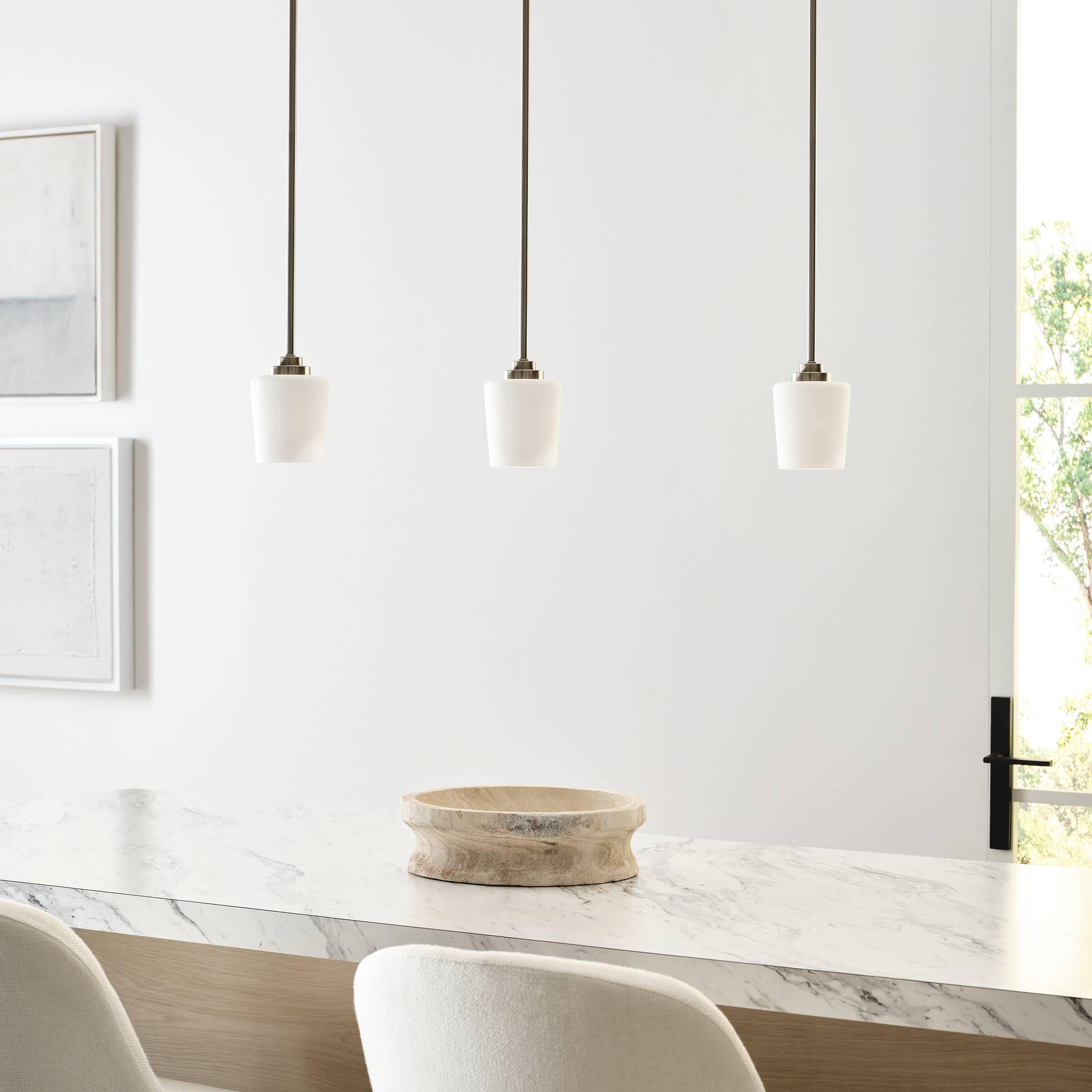 Windom Transitional Mini-Pendant in Brushed Nickel with Etched Opal Glass