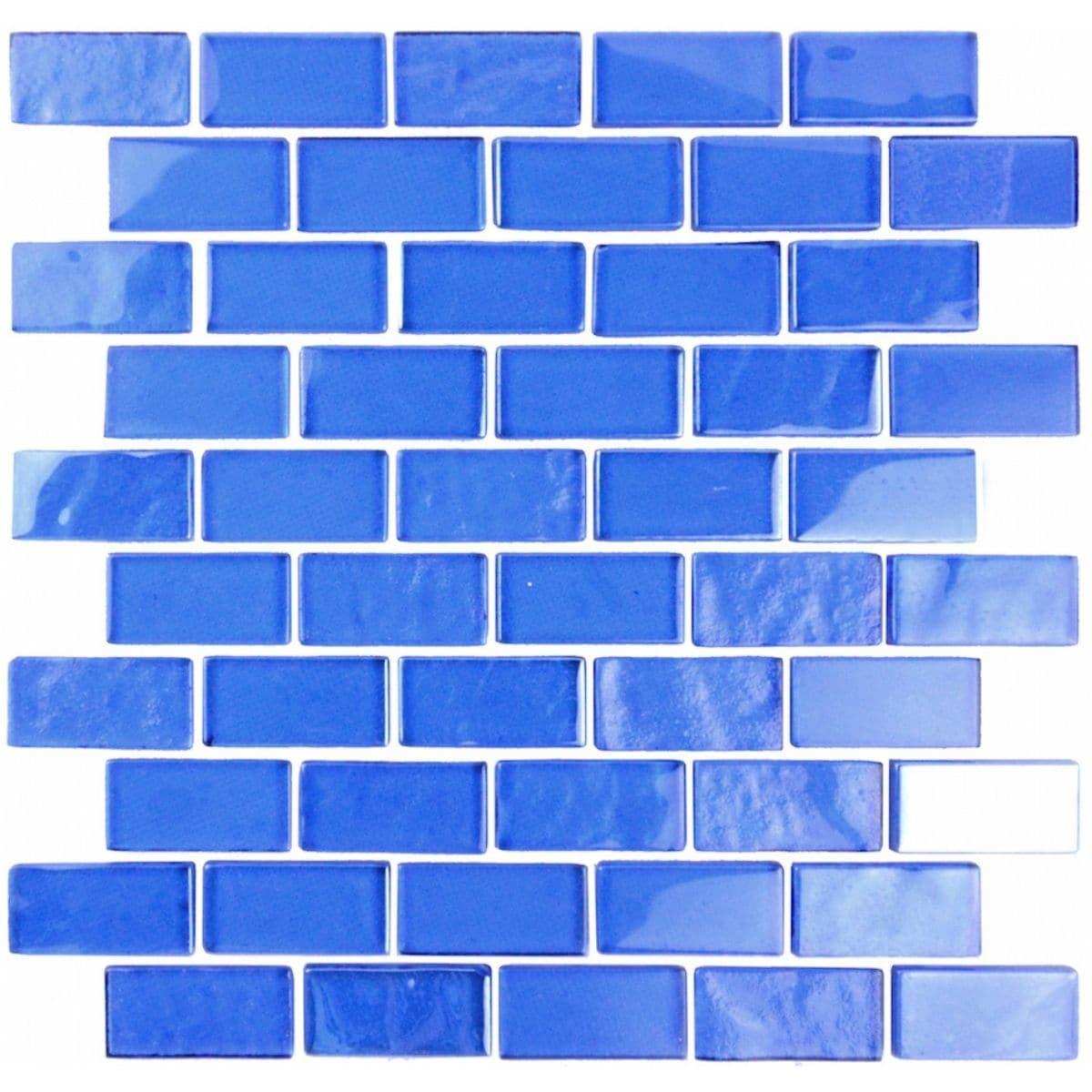 Abolos Landscape 1 in. x 2 in. Translucent Glass Plastic Face Mounted Brick Mosaic Designer Pool Tile