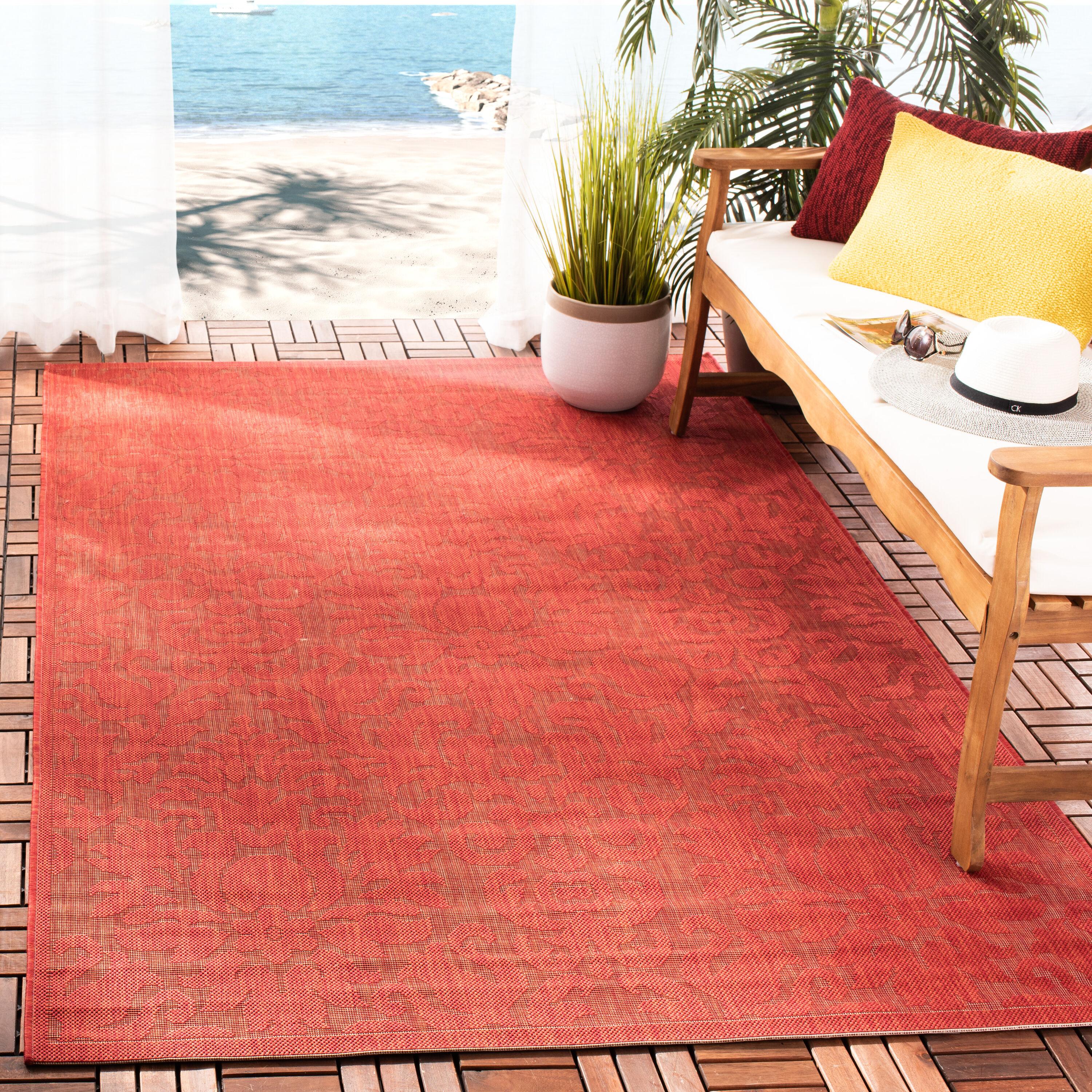 Courtyard CY2714 Power Loomed Indoor and Outdoor Area Rug - Red/Red - 5'3"x7'7" - Safavieh