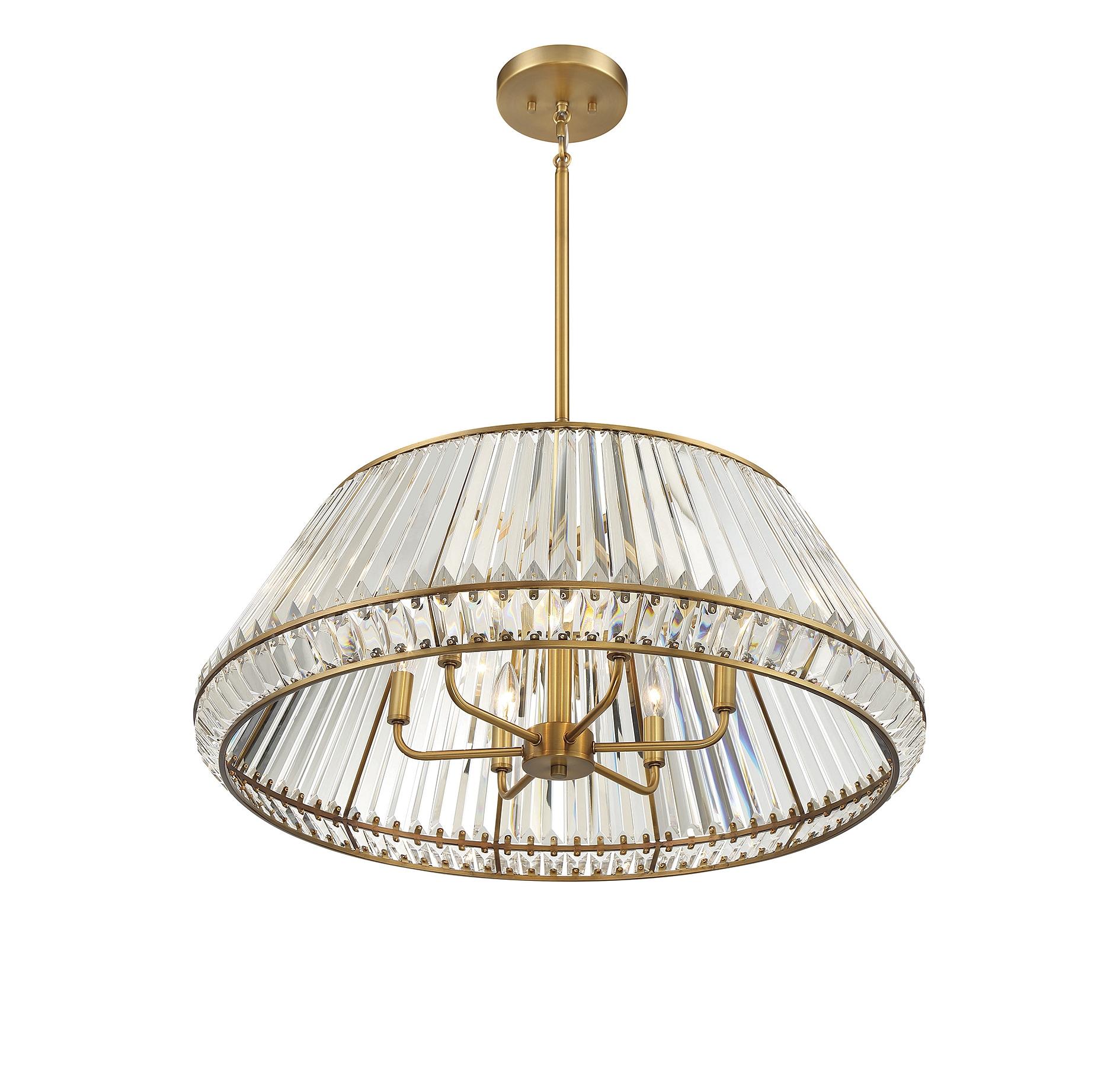 Pyramid 6-Light Pendant in Warm Brass