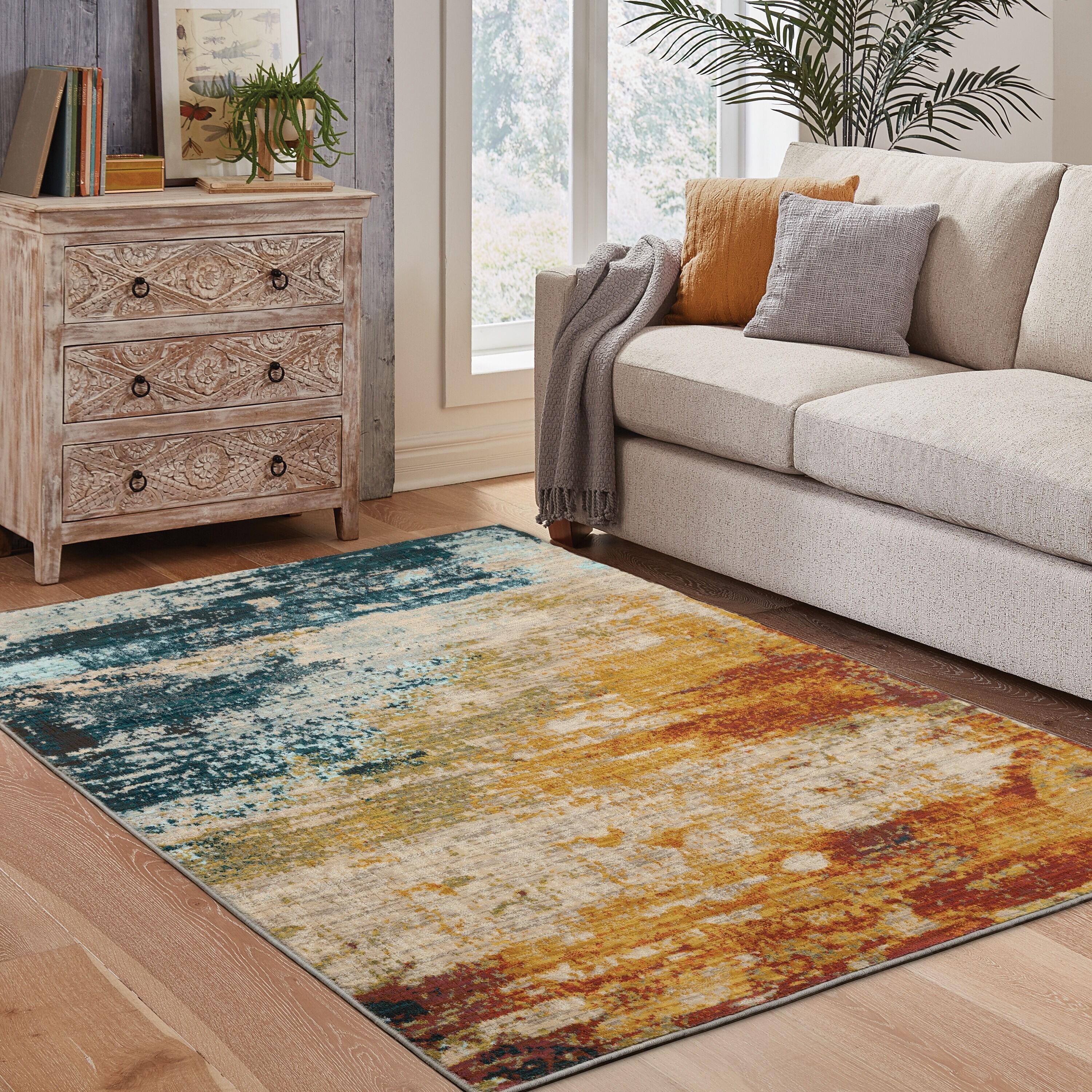 Moretti Birani Area Rug 6365A Blue Rusted Worn 7' 10" x 10' 10" Rectangle