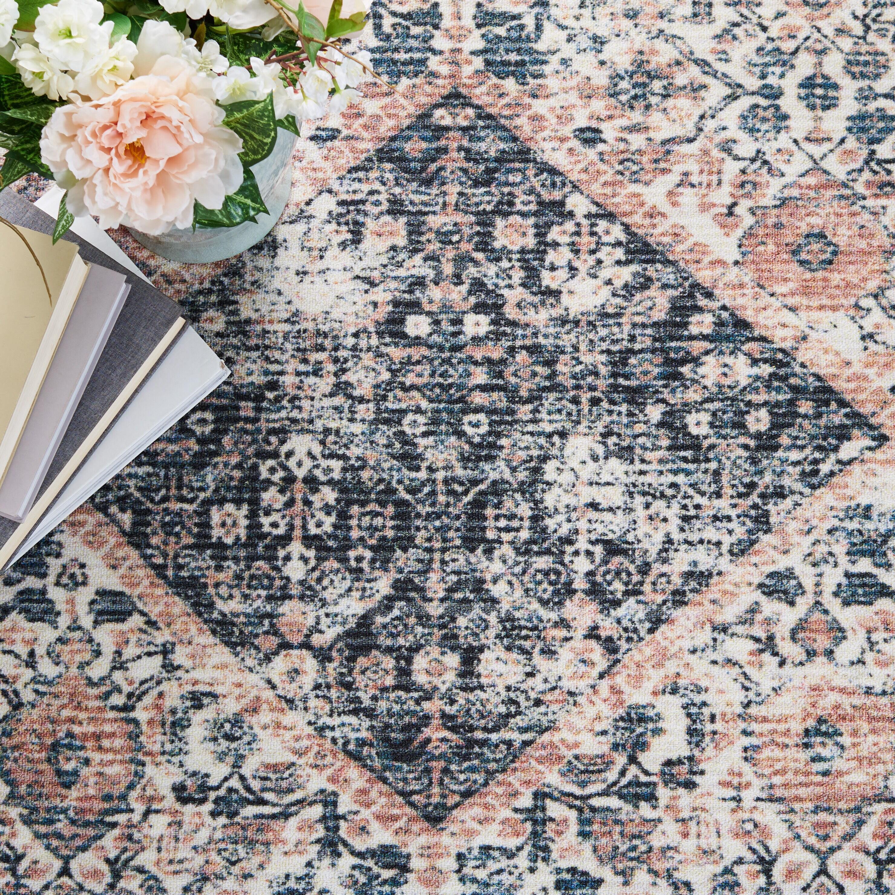 Journey JNY150 Power Loomed Machine Washable Slip Resistant Area Rug - Ivory/Pink - 5'5"x7'7" - Safavieh