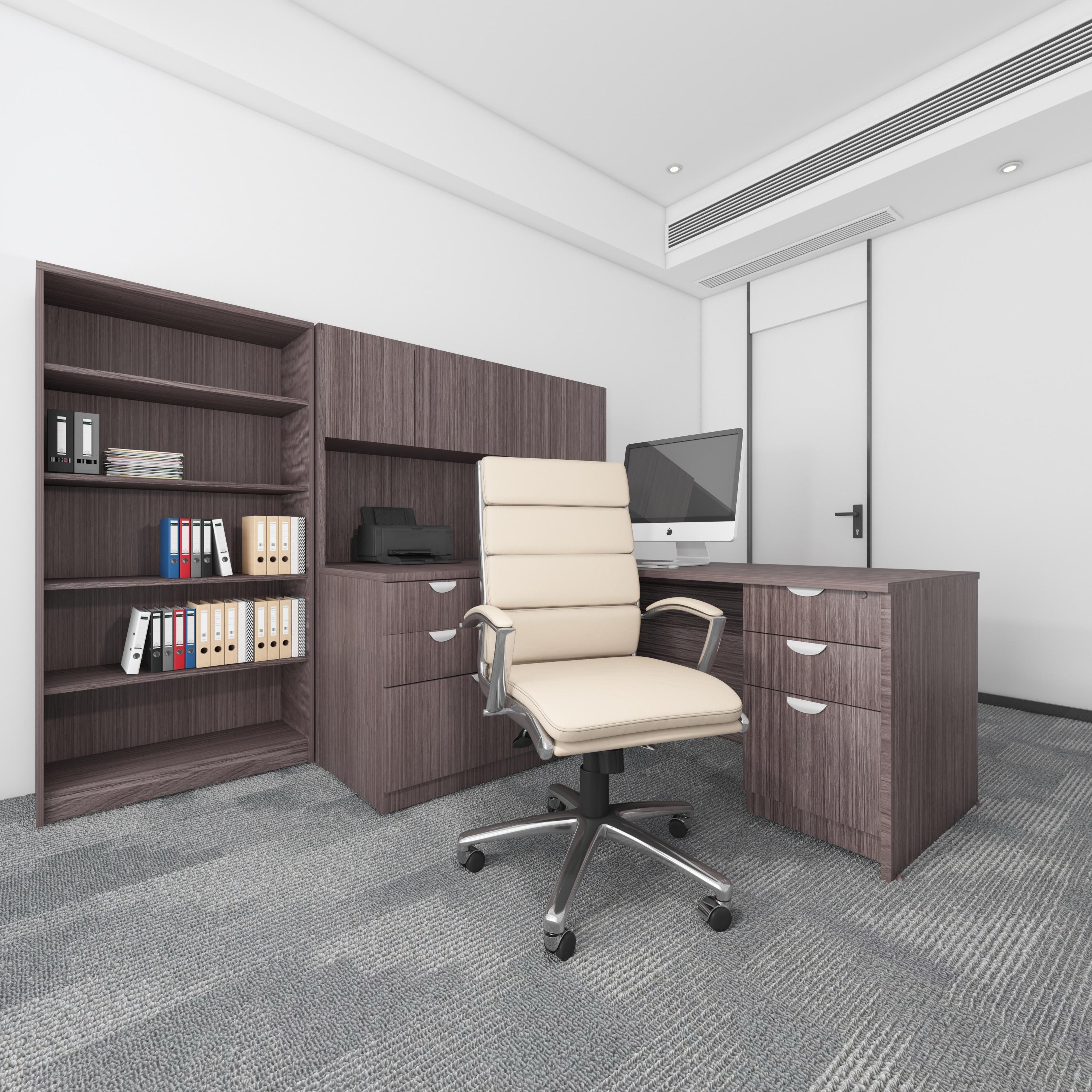 Contemporary Striped Executive Office Chair Beige with Lumbar Support & Casters - Boss Office Products