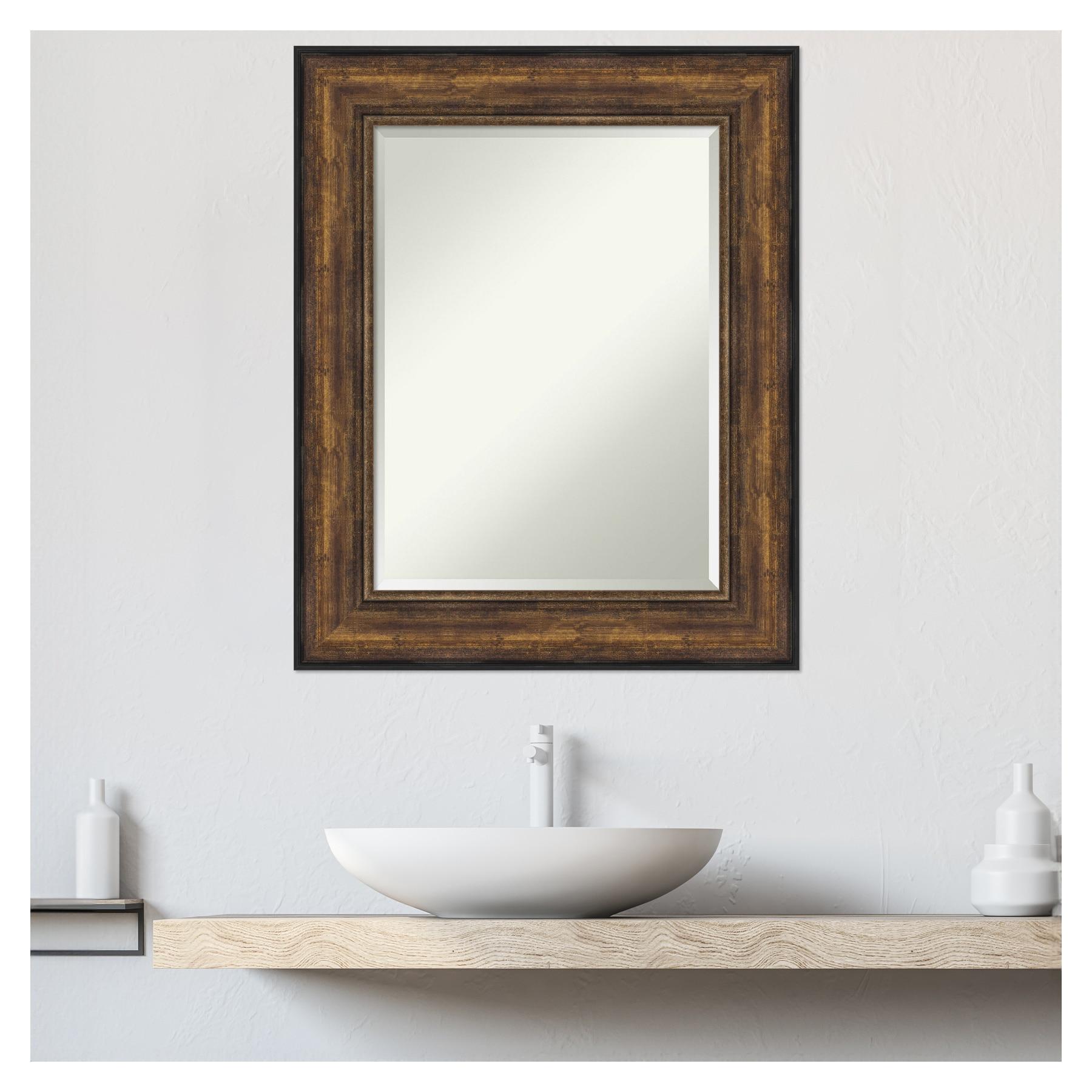 Medium Rectangle Bronze Bronze/Copper Metallic Beveled Glass Modern Mirror (31.5 in. H x 25.5 in. W)