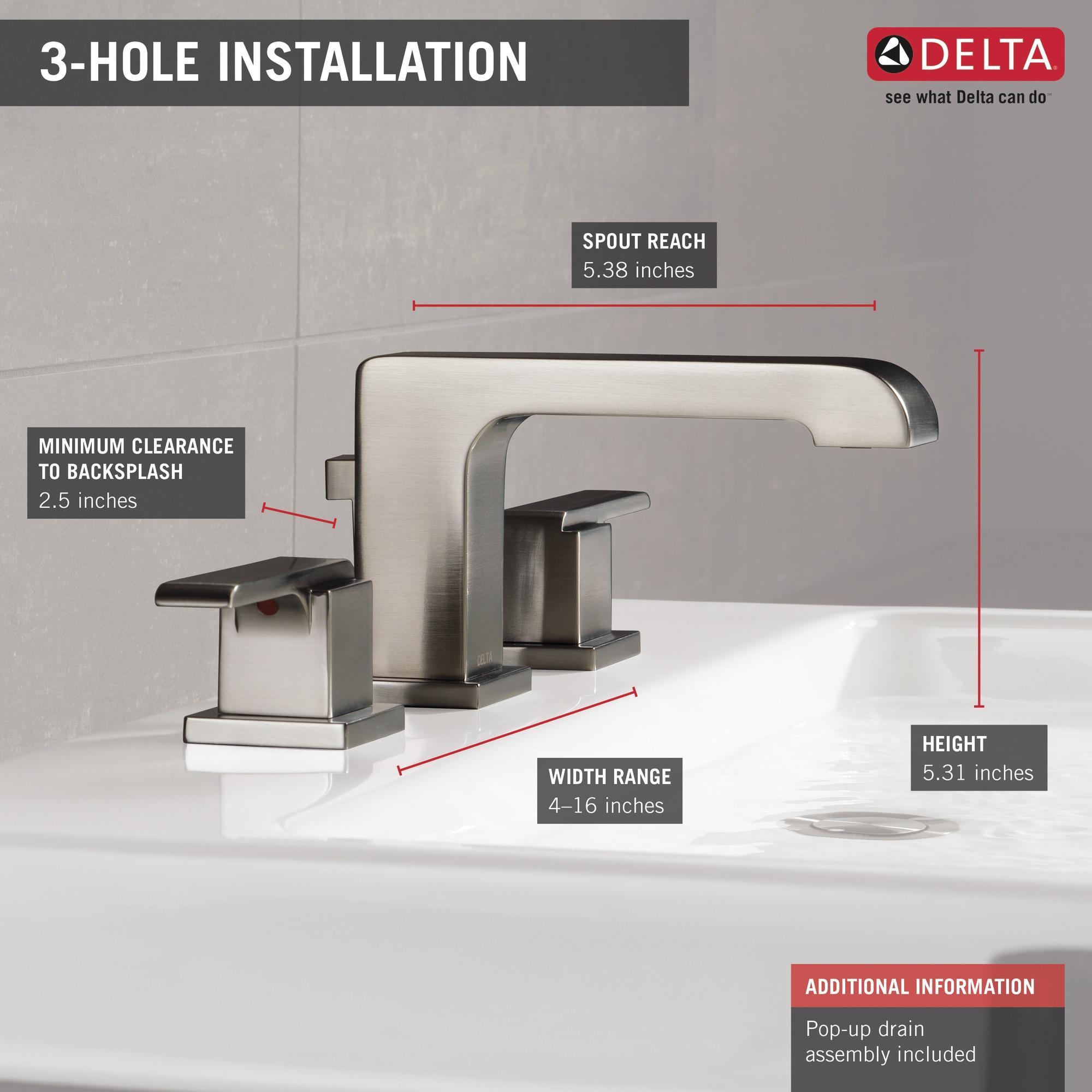 Ara Widespread Bathroom Faucet 3 Hole, 2-handle Bathroom Sink Faucet with Drain Assembly