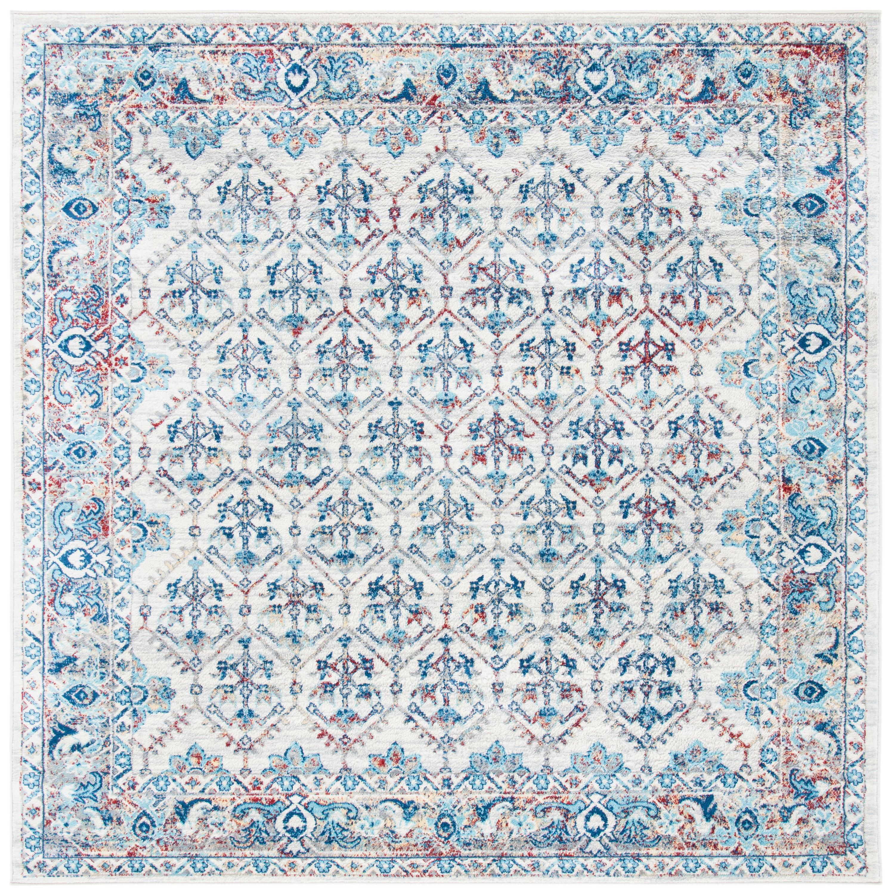 Brentwood BNT869 Power Loomed Area Rug - Ivory/Blue - 6'7"x6'7" - Safavieh.