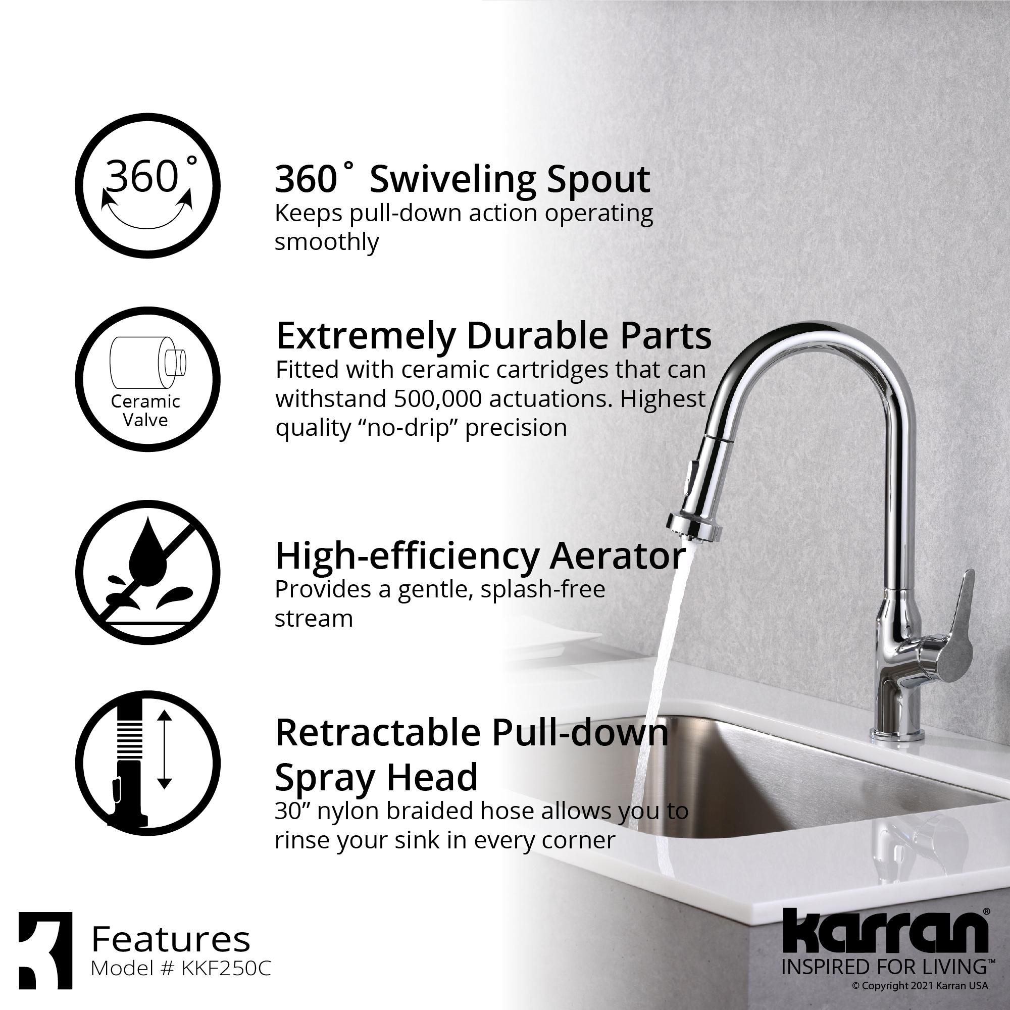 Karran Scottsdale Single Handle Pull Down Sprayer Kitchen Faucet