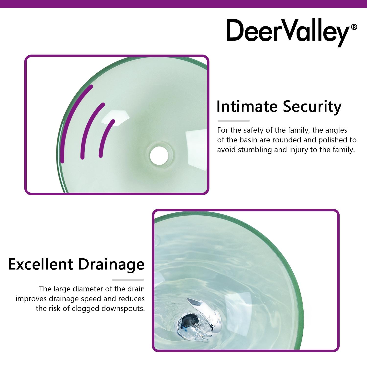 DeerValley Symmetry 16.5'' Circular Glass Vessel Bathroom Sink