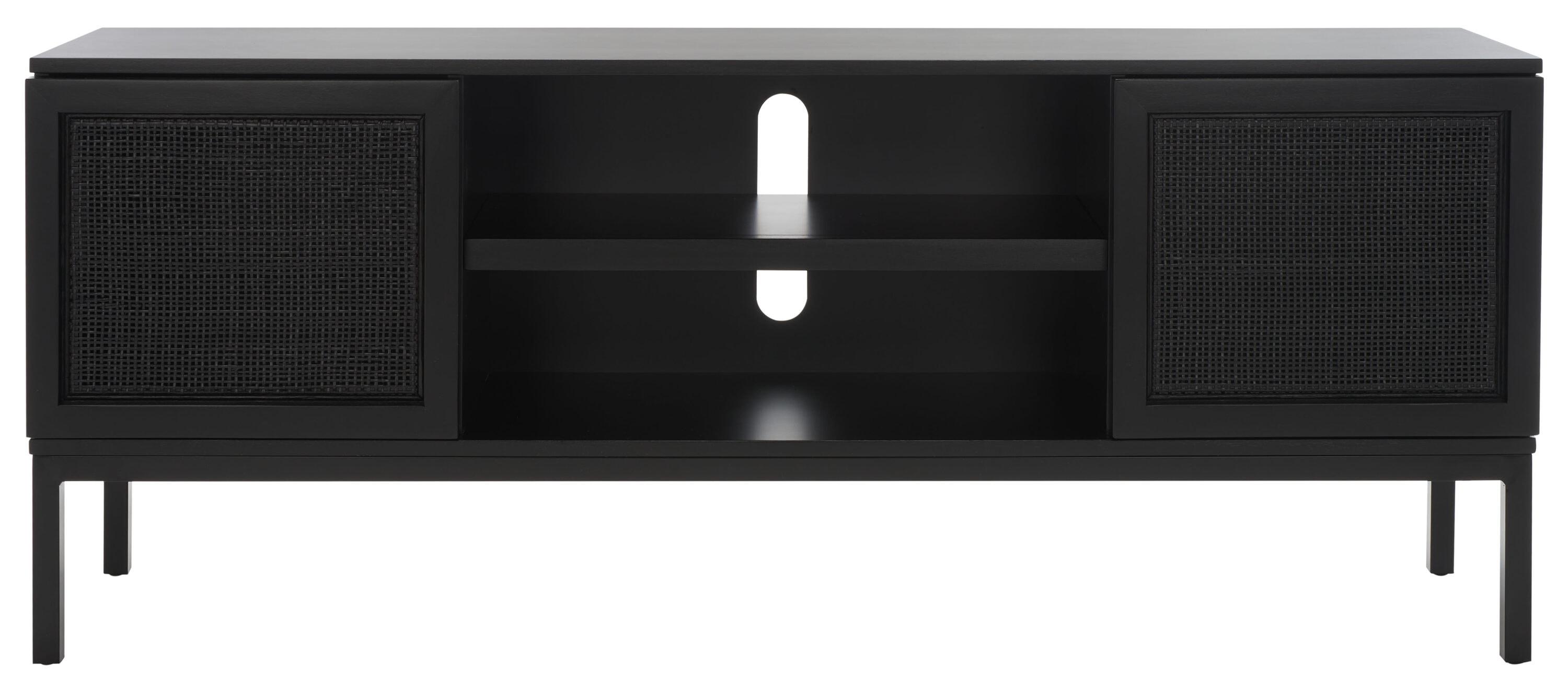 Zadie 2 Shelf Rattan Media Stand - Black - Safavieh