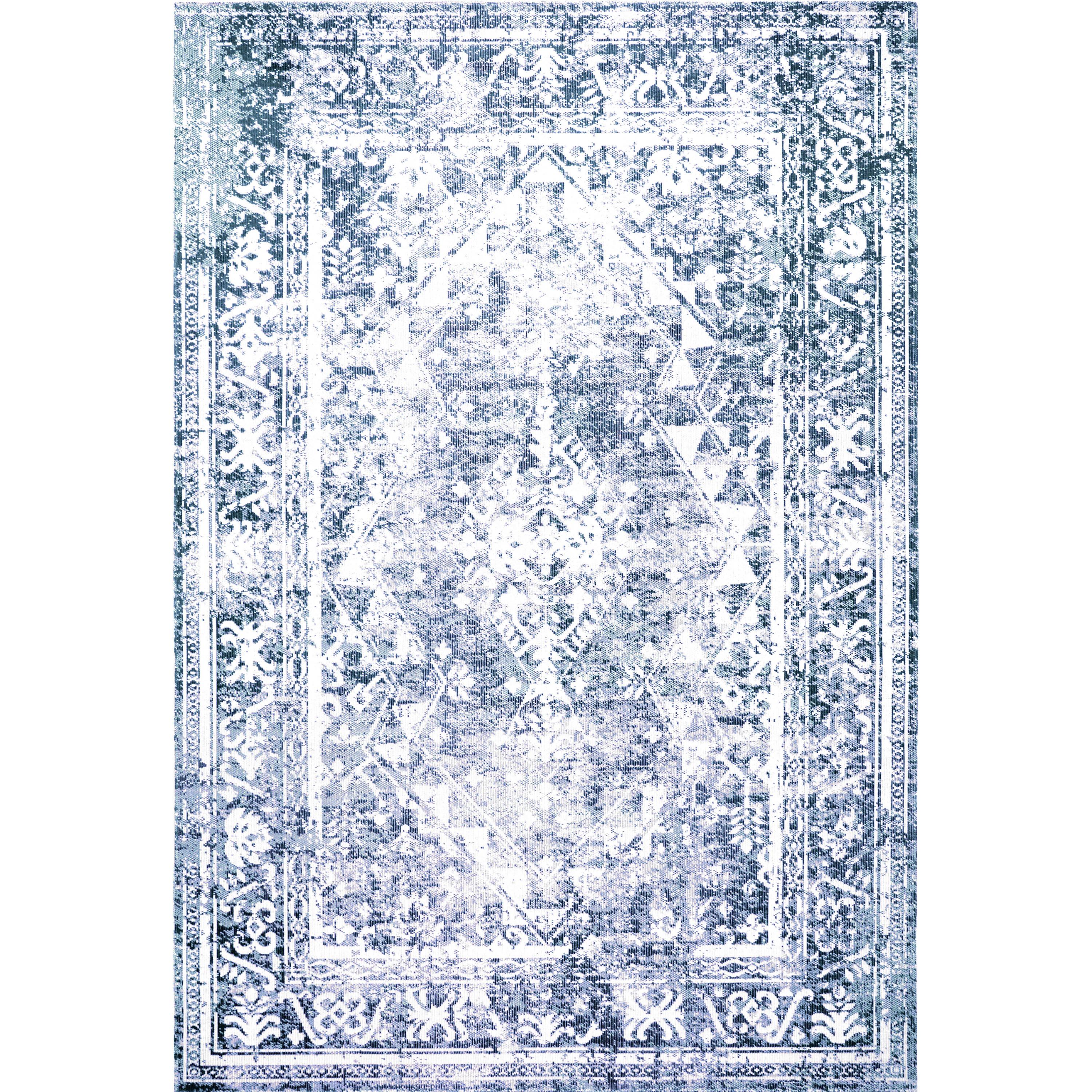 Nicole Miller New York Patio Sofia Ivy Distressed Indoor/Outdoor Area Rug, Navy Blue/Ivory