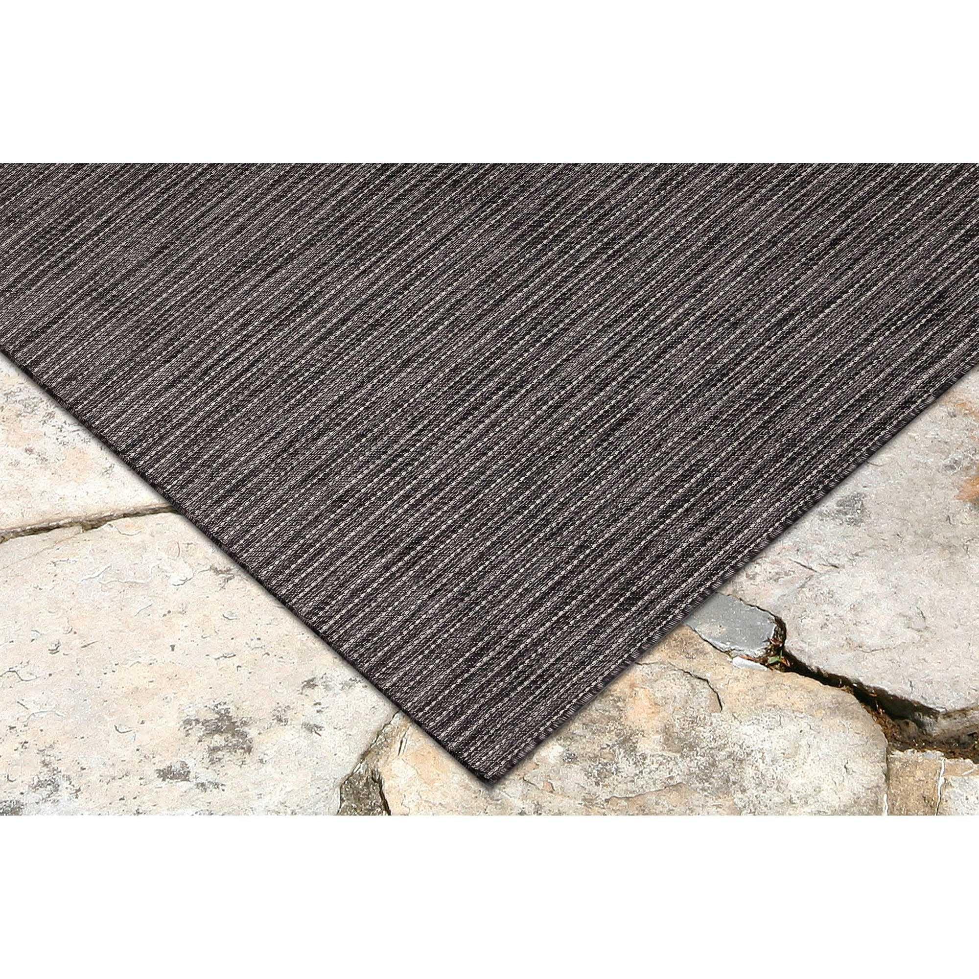 Liora Manne Carmel Texture Stripe Indoor/Outdoor Rug Black 1'11" x 4'11"