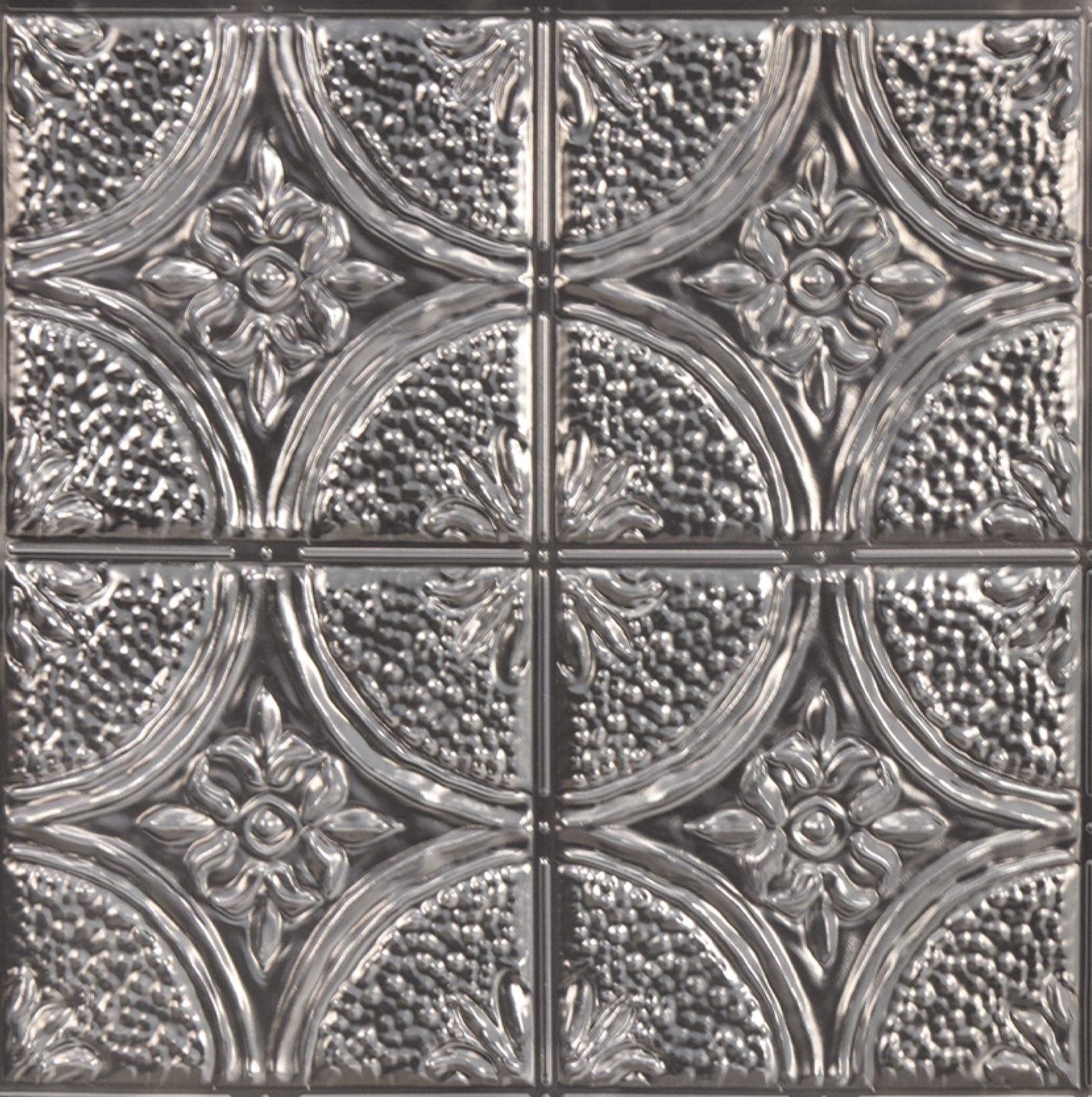 InHome Camden Antique Silver Faux Tin Peel & Stick Backsplash Tiles