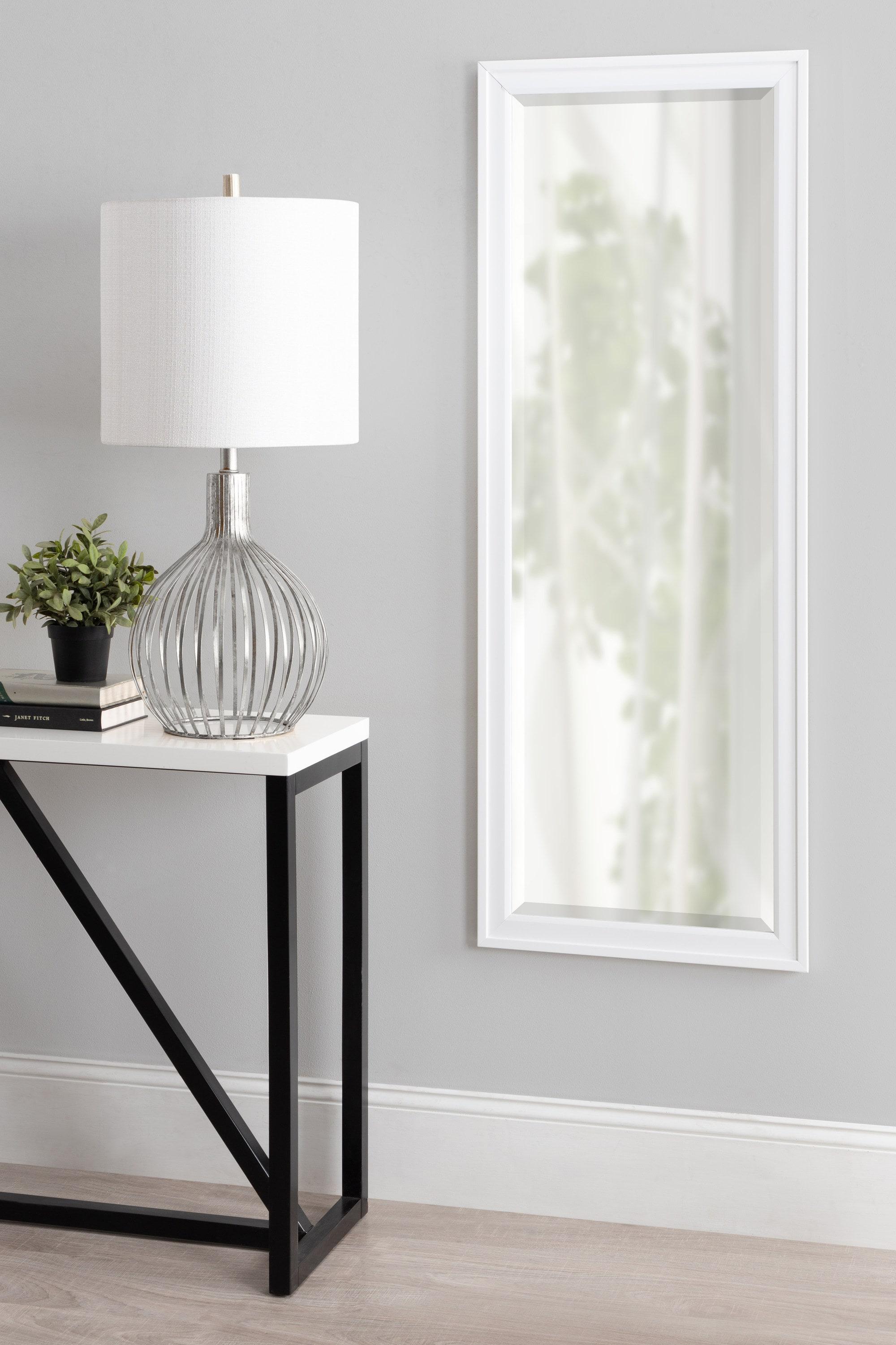 19.5" x 51.5" Bosc Full Length Wall Mirror White - DesignOvation: Modern Rectangle, No Assembly Required