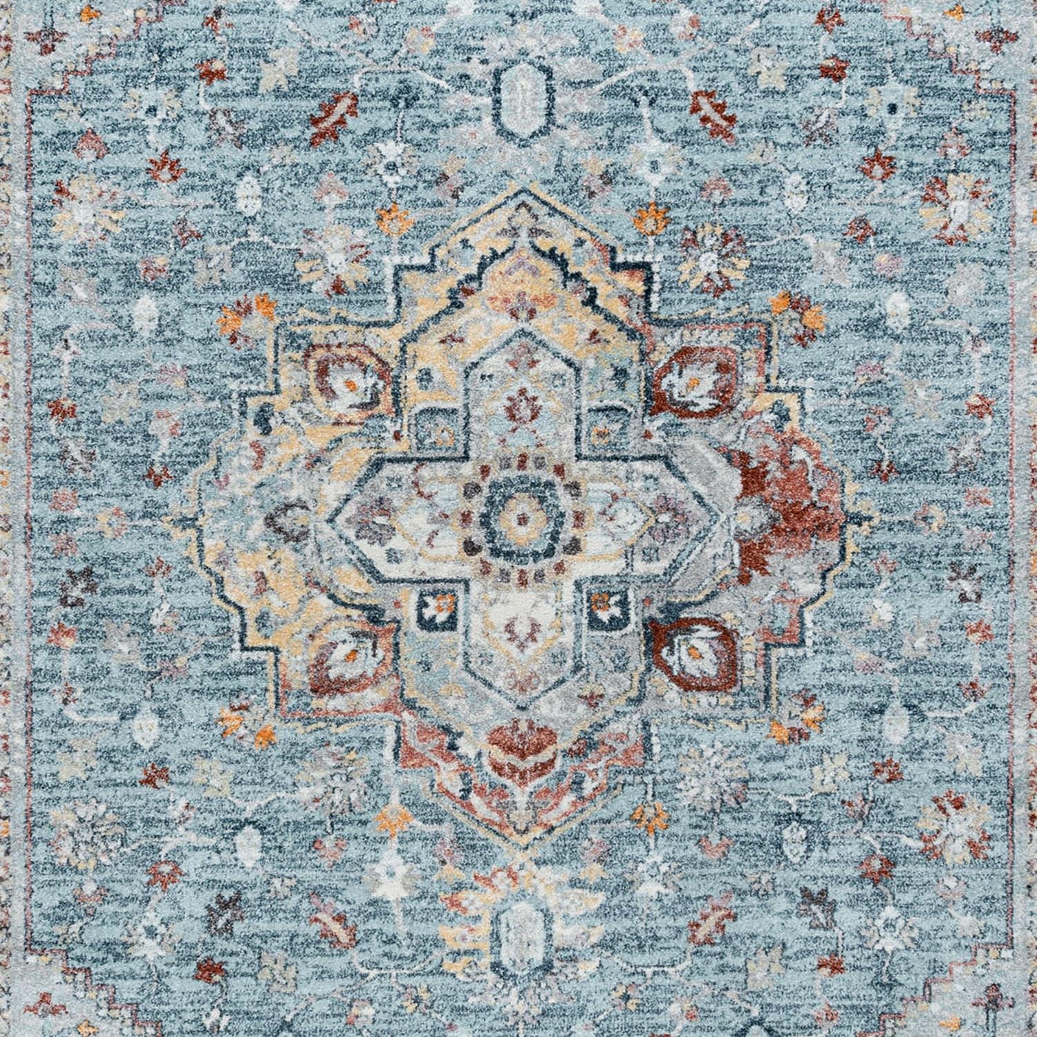 Tayse Wakefield 5 x 8 (ft) Loomed Polypropylene Gray Blue Rectangular Indoor Area rug