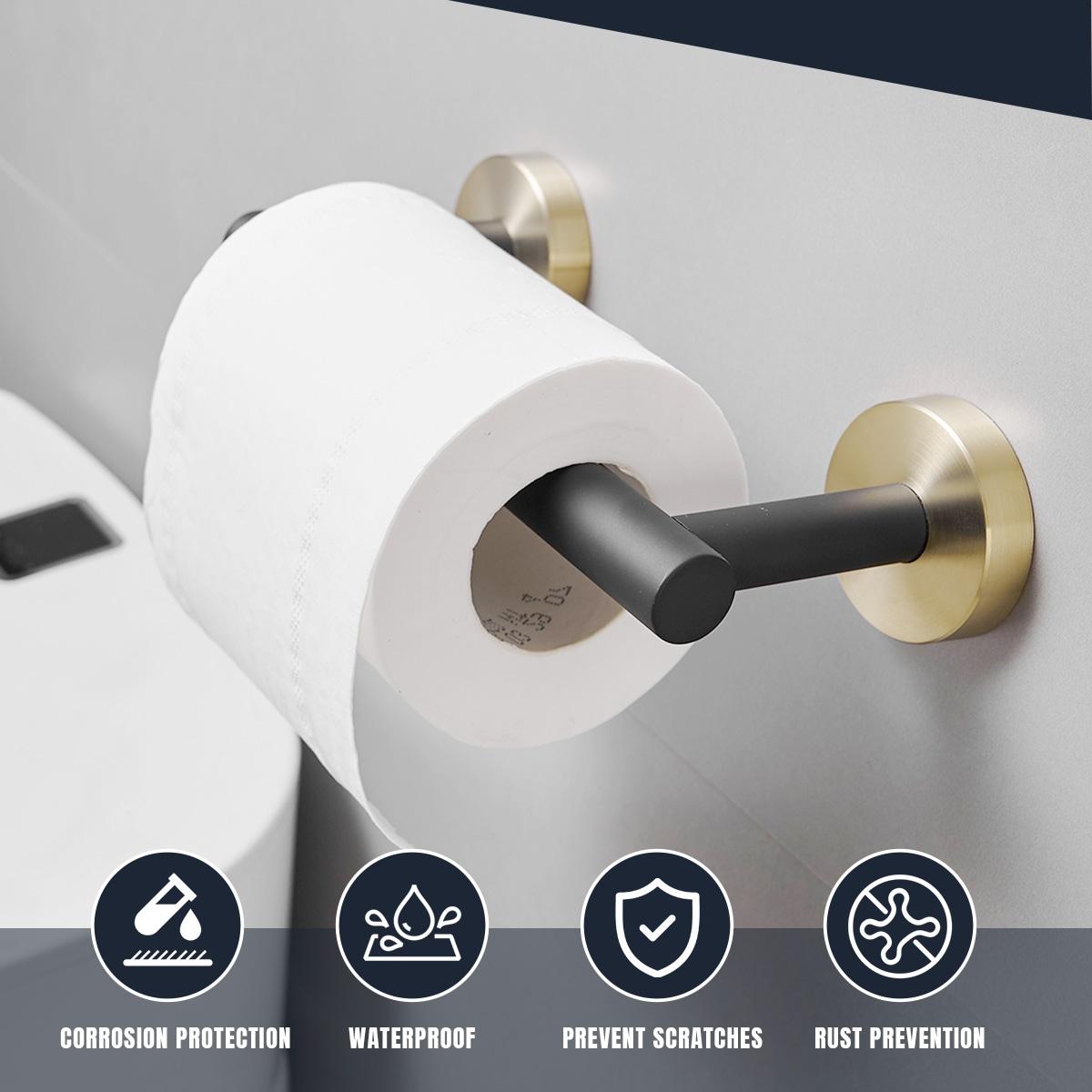 BWE Double Post Pivoting Wall Mounted Towel Bar Toilet Paper Holder