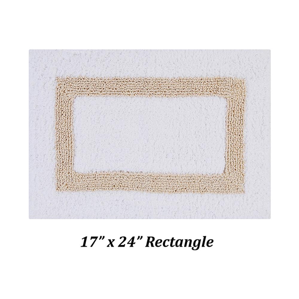 Better Trends Hotel 100% Cotton Tufted Two Tone Reversible Bath Rug 17" x 24" Rectangle - White/Sand