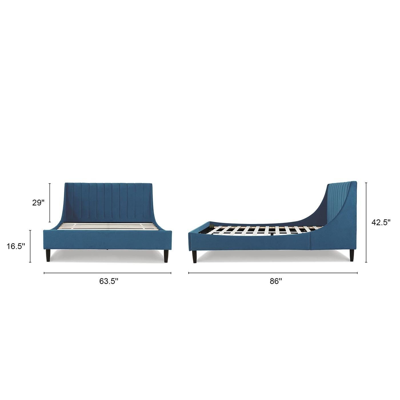 Sandy Wilson Home Aspen Tufted Headboard Platform Bed Queen Satin Teal Velvet