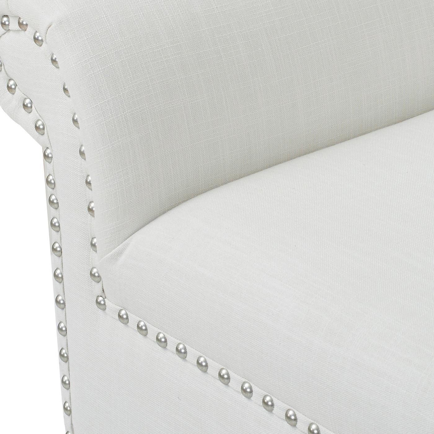 Kathy Roll Arm Entryway Accent Bench Bright White