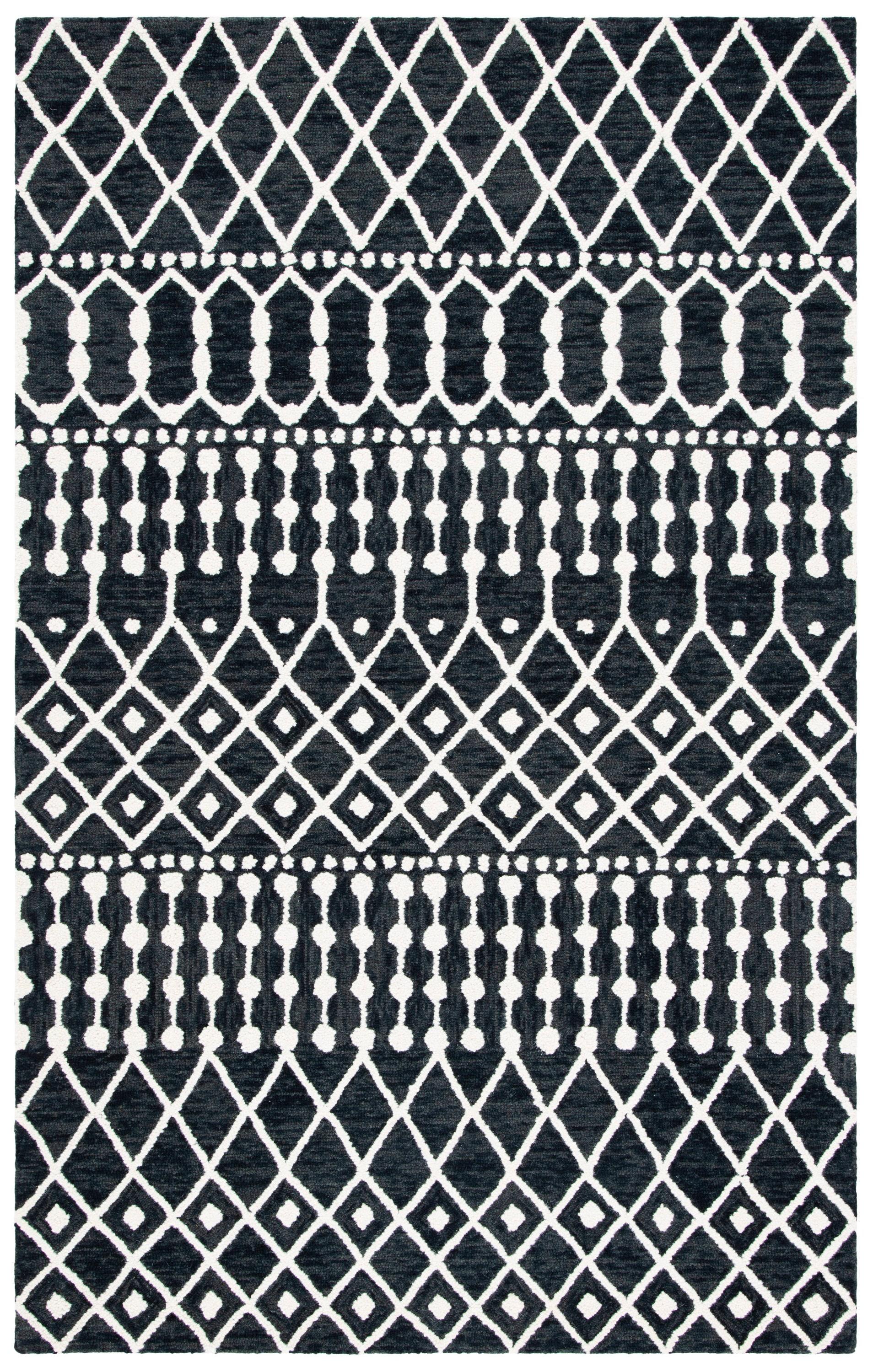 Blossom BLM115 Hand Tufted Area Rug - Black/Ivory - 4'x6' - Safavieh.