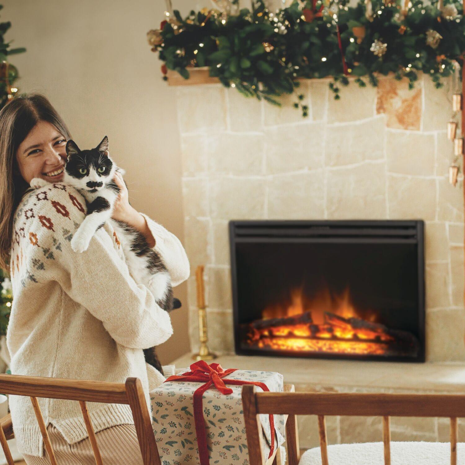 Cambridge Cambridge 5118 BTU Freestanding Electric Fireplace Heater Insert for Vacant Chimney Fireplace