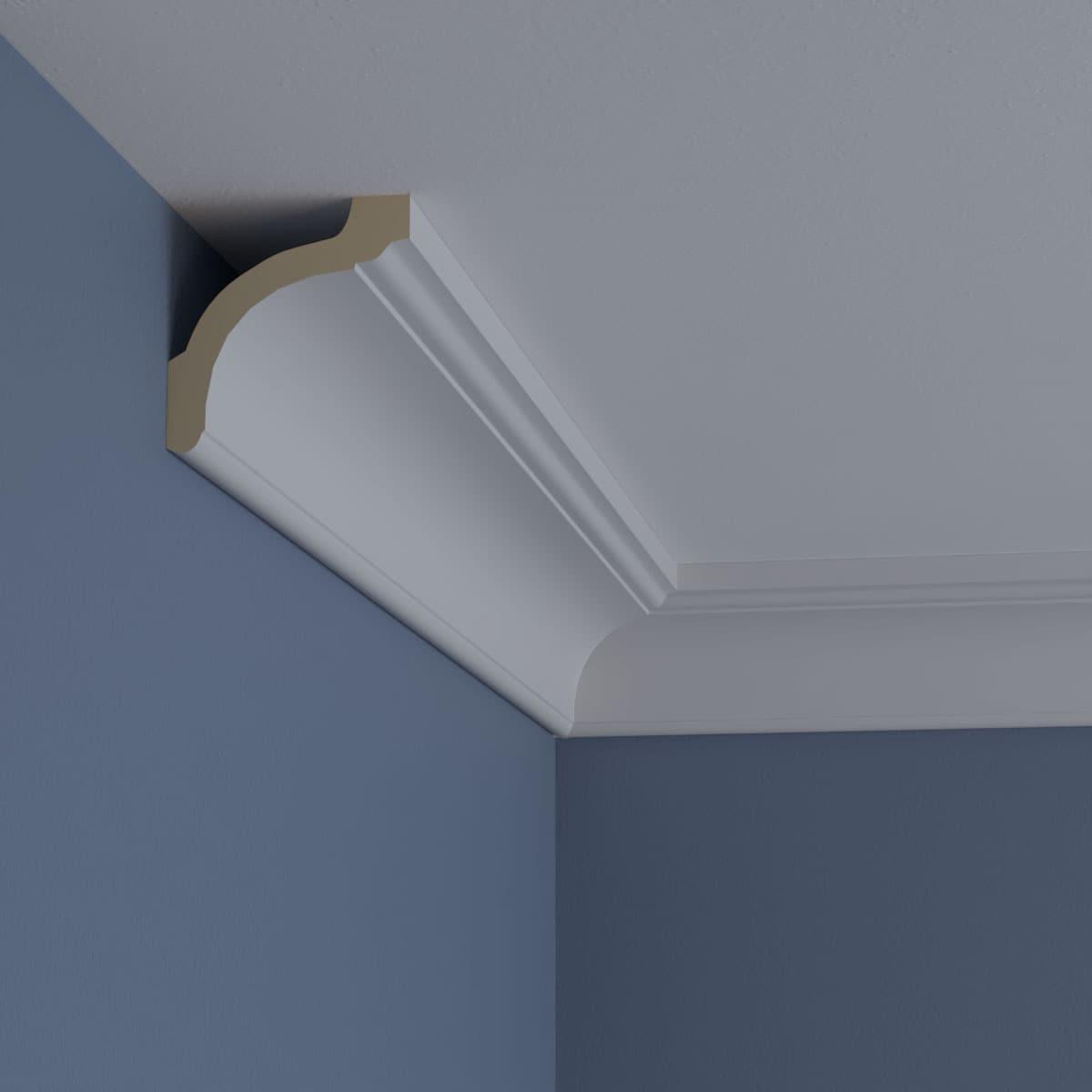 3 1/2"H x 3 3/8"P x 4 7/8"F x 94 1/2"L Holmdel Traditional Smooth Crown Moulding