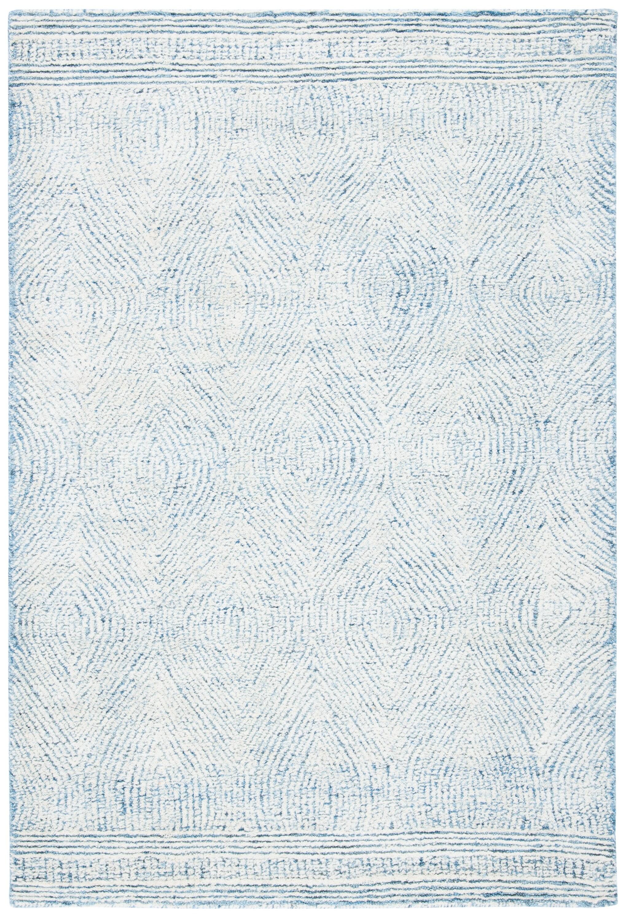 Abstract ABT340 Handmade Indoor Area Rug - Ivory/Blue - 4'x6' - Safavieh