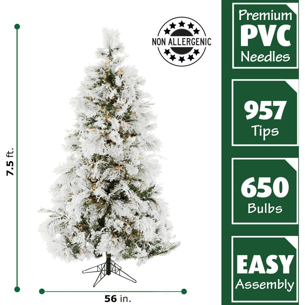 Fraser Hill Farm Fraser Hill Farm Snowy Pine Flocked Artificial Christmas Tree