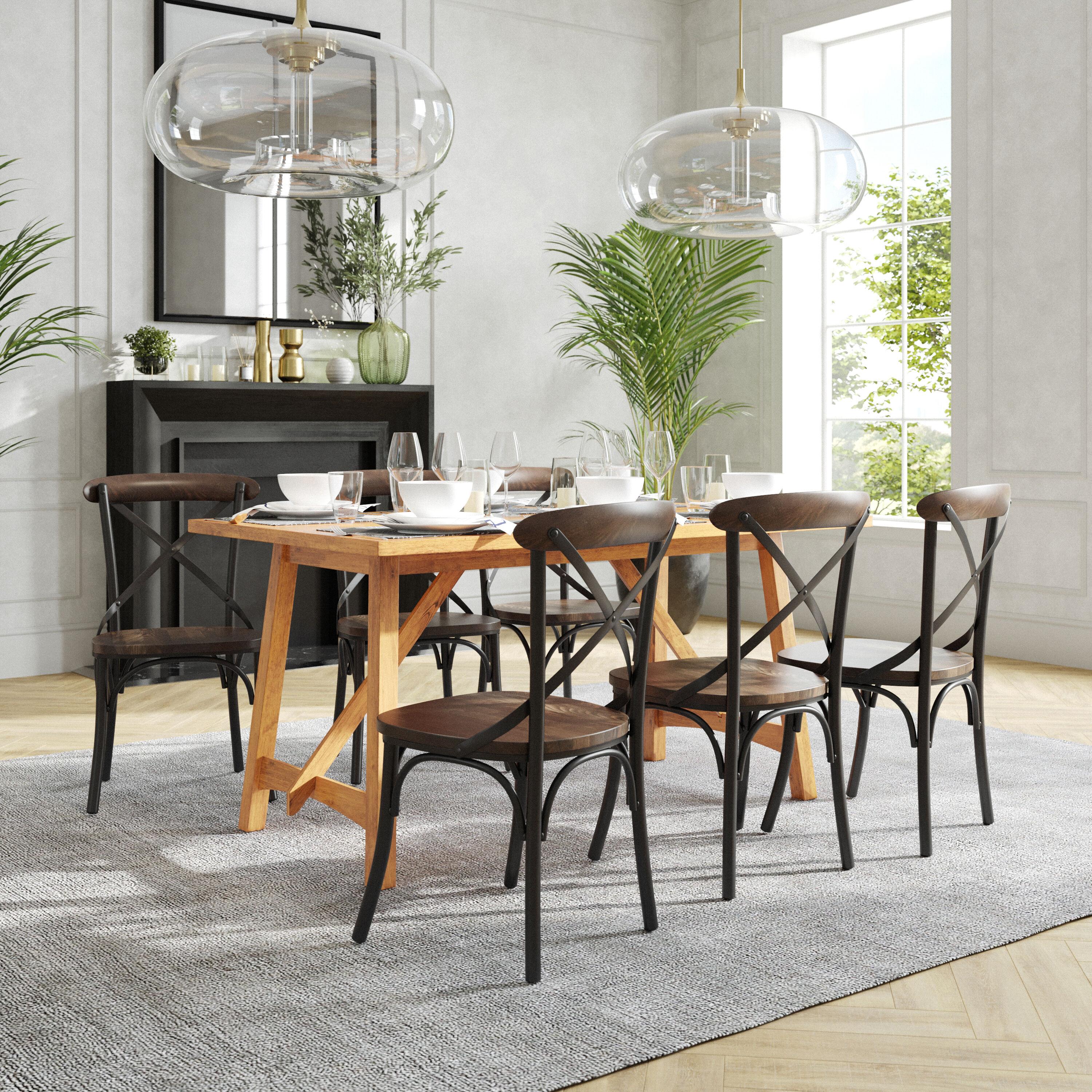 Flash Furniture X-Back Chair with Metal Bracing and Fruitwood Seat