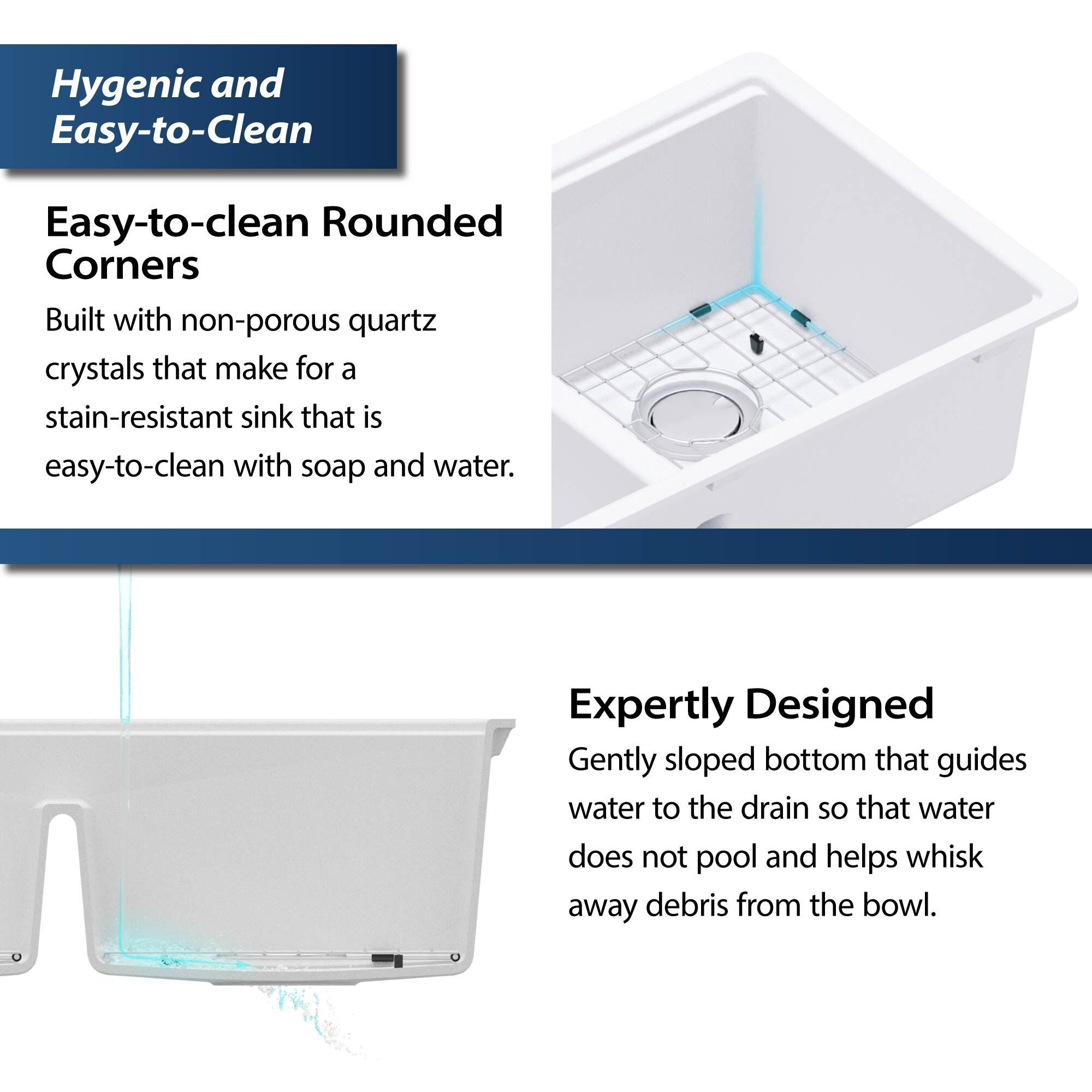 Quartz Undermount Sinks 32.5'' L Undermount Double Bowl Kitchen Sink