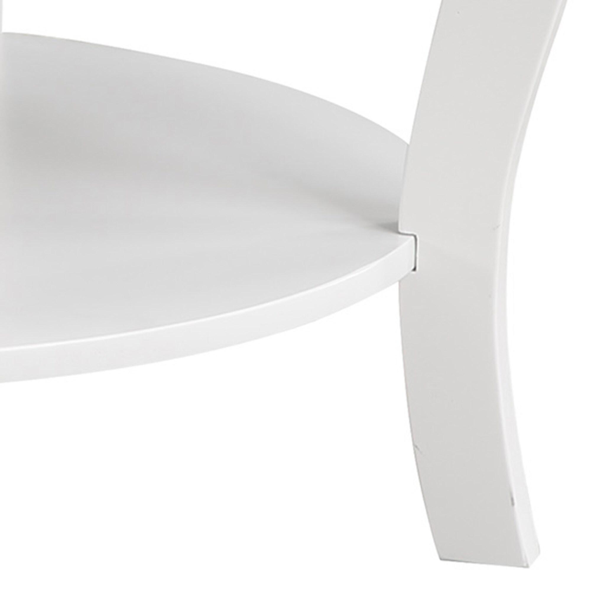 Convenience Concepts American Heritage Round Coffee Table with Shelf, White Faux Marble/White