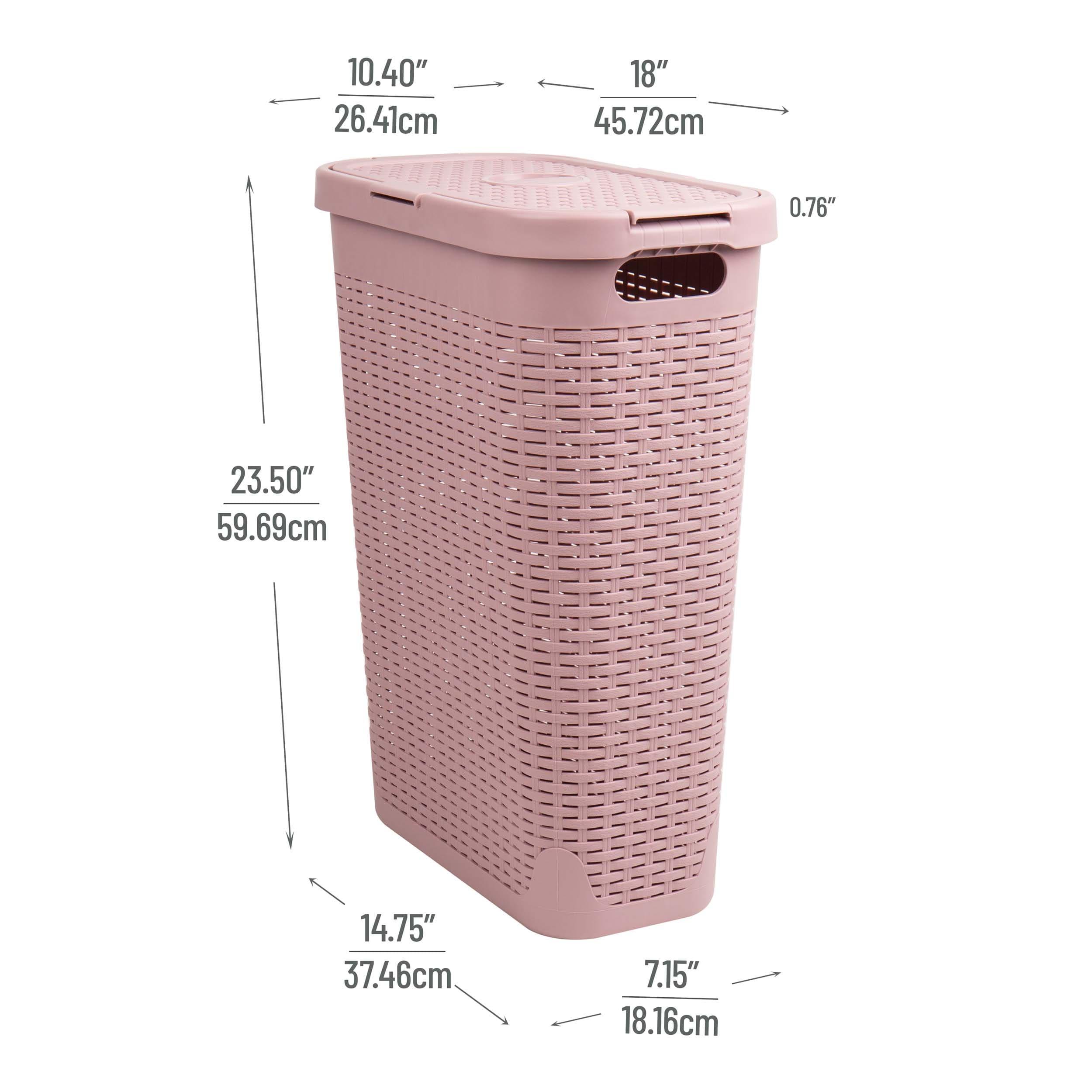 Mind Reader Mind Reader 40L Slim Laundry Hamper, Clothes Basket, Lid, Wicker Design, Plastic