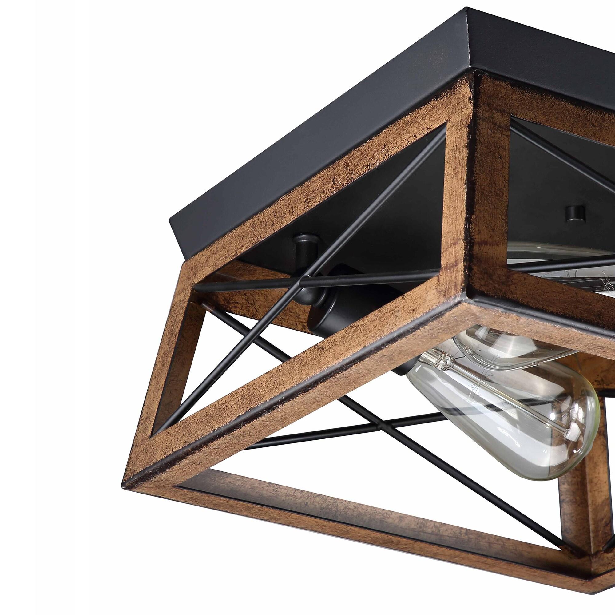 2-Light Farmhouse Close to Ceiling Light Fixture, Flush Mount Ceiling Light for Kitchen, Dining Room, Living Room, Hallway