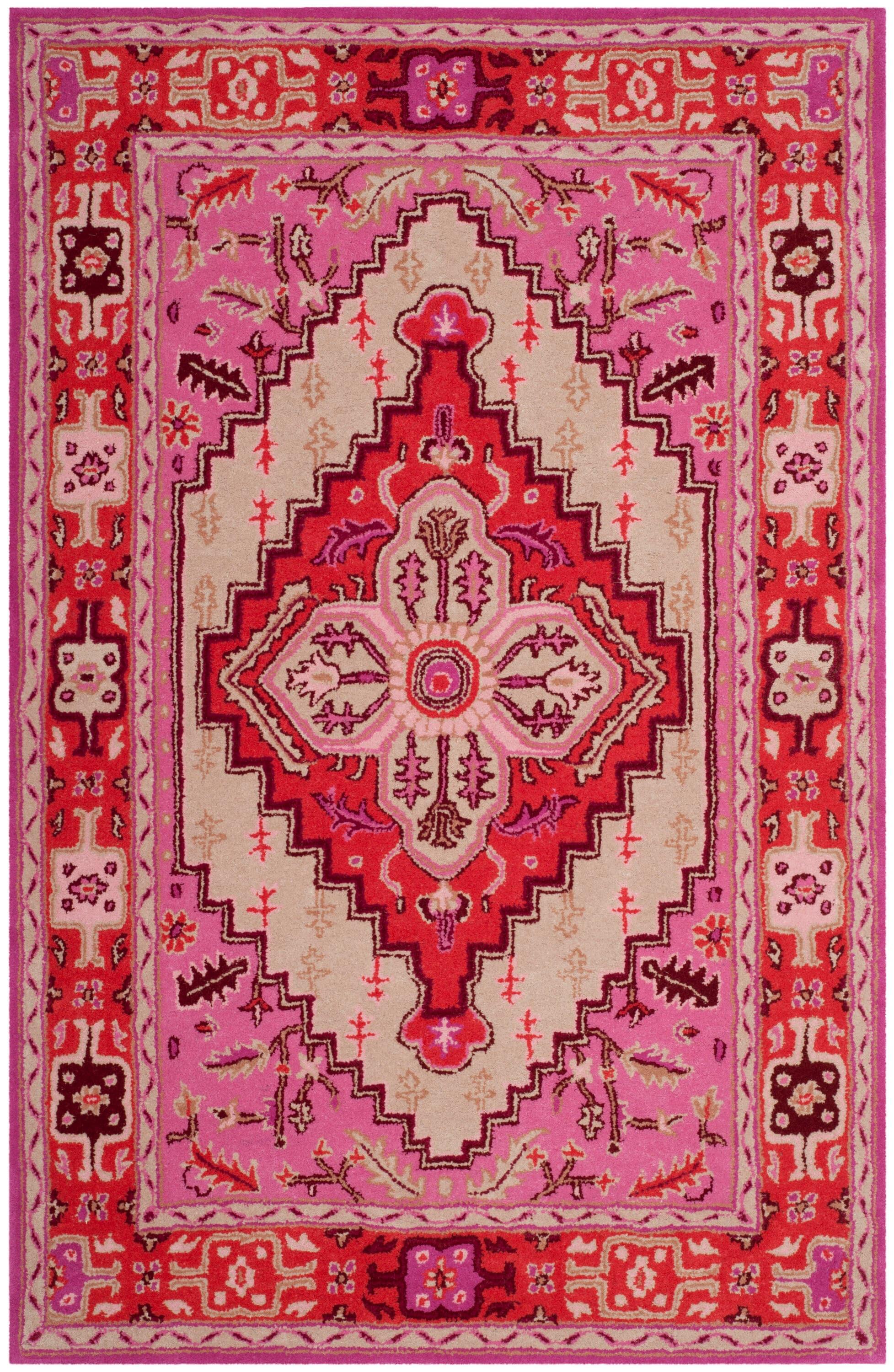 Bellagio BLG545 Hand Tufted Area Rug - Red Pink/Ivory - 3'x5' - Safavieh..