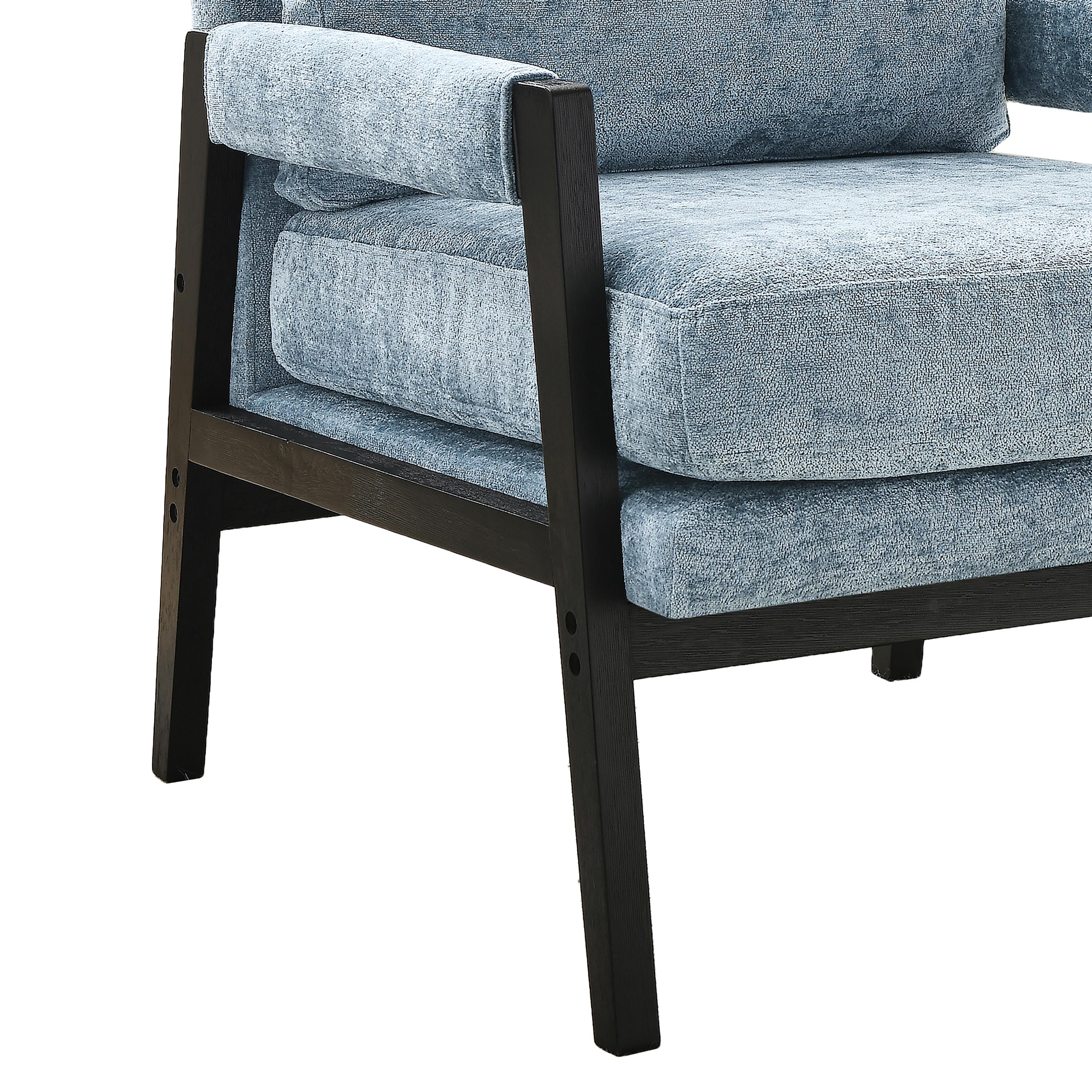 Roundhill Furniture Kelly Mid-Century Modern Chenille Upholstered Accent Armchair Blue