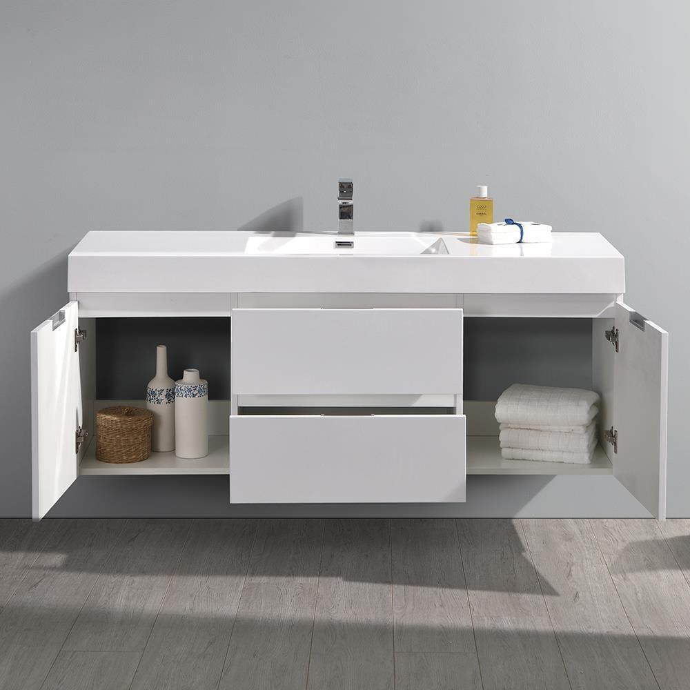 Valencia 60" Wall Mount Single Sink Bathroom Vanity with Top and Sink (Faucet Not Included)