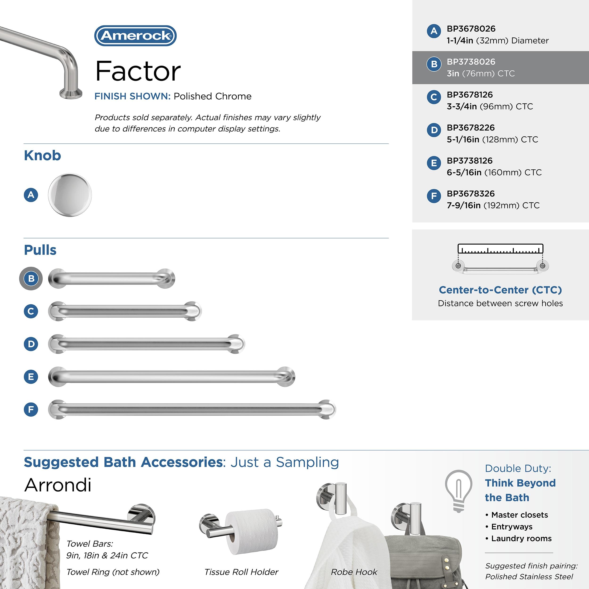 Factor 3 in (76 mm) Center-to-Center Cabinet Pull