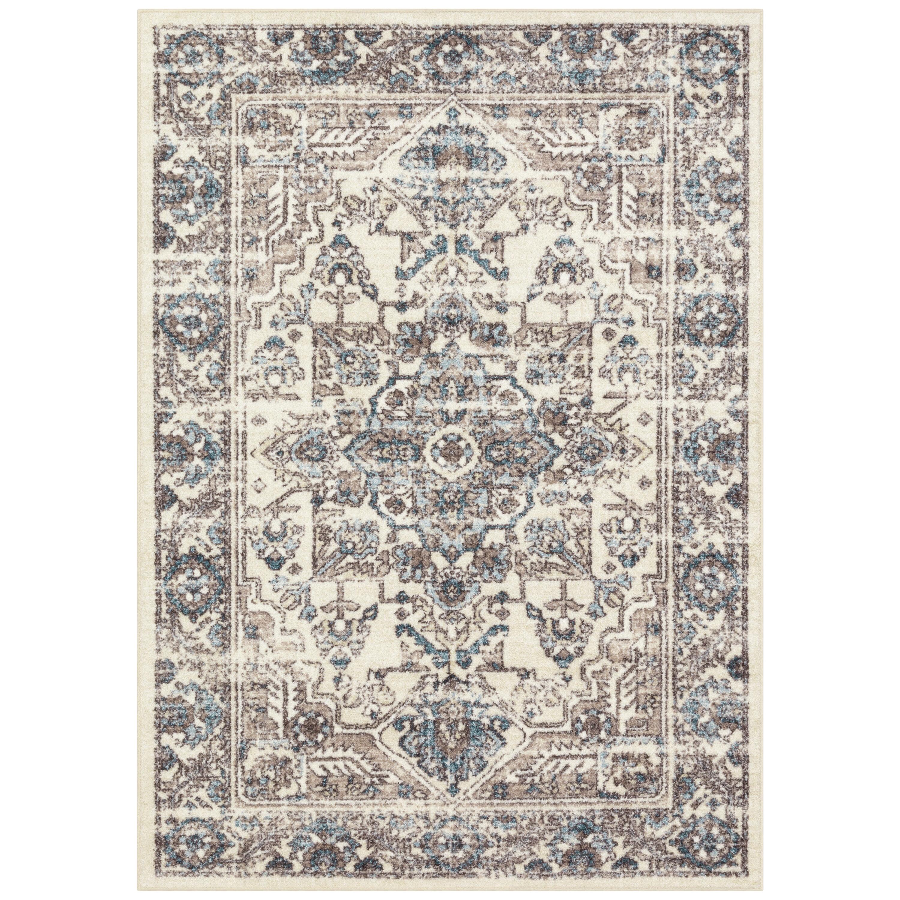 Maples Rugs Antique Border Traditional Beige Ivory Indoor Area Rug, 7' x 10'