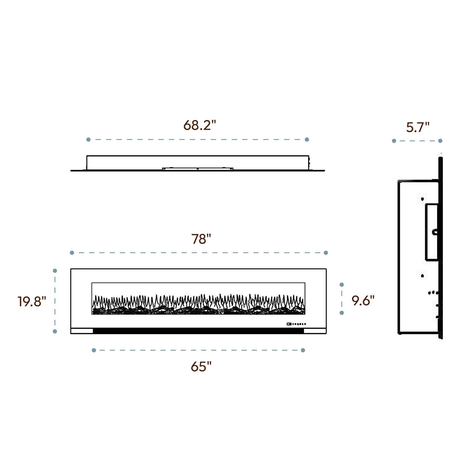 Cambridge Cambridge Wall Mount Electric Fireplace Heater with Remote Control for Indoor Use in Living Room, Bedroom, Home Office