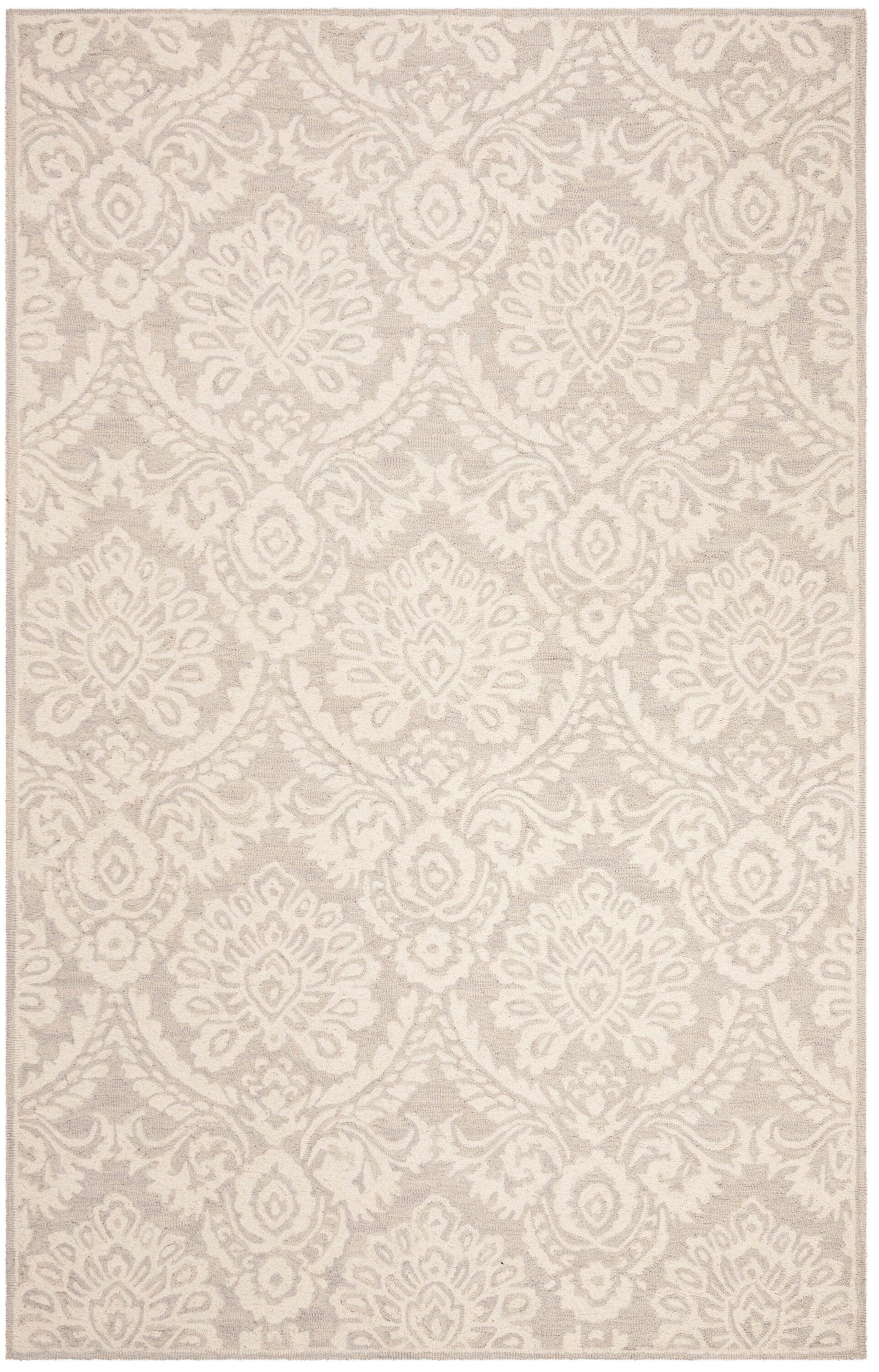 Blossom BLM106 Hand Tufted Indoor Area Rug - Silver/Ivory - 5'x8' - Safavieh