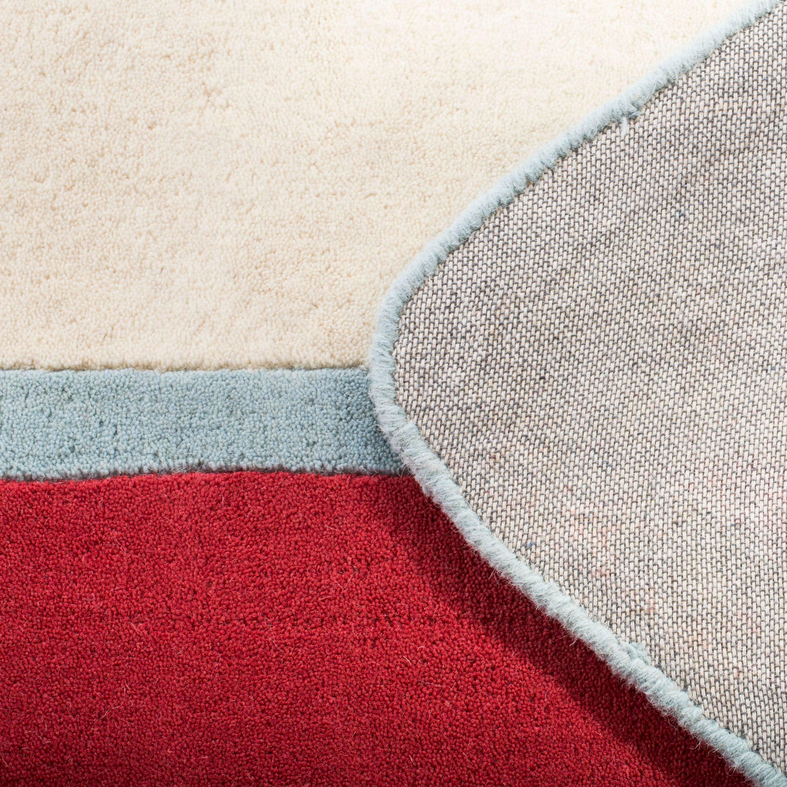 Safavieh  Martha Stewart Collection Modern & Contemporary Ivory / Blue Wool Rug 5'  x  5'6" 5' x 8',4' x 6'