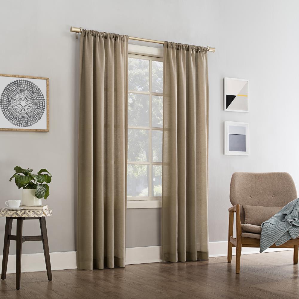 No. 918 Daniela 1-Piece Linen Blend Semi-Sheer Rod Pocket Curtain Panel, 54"x84", Taupe