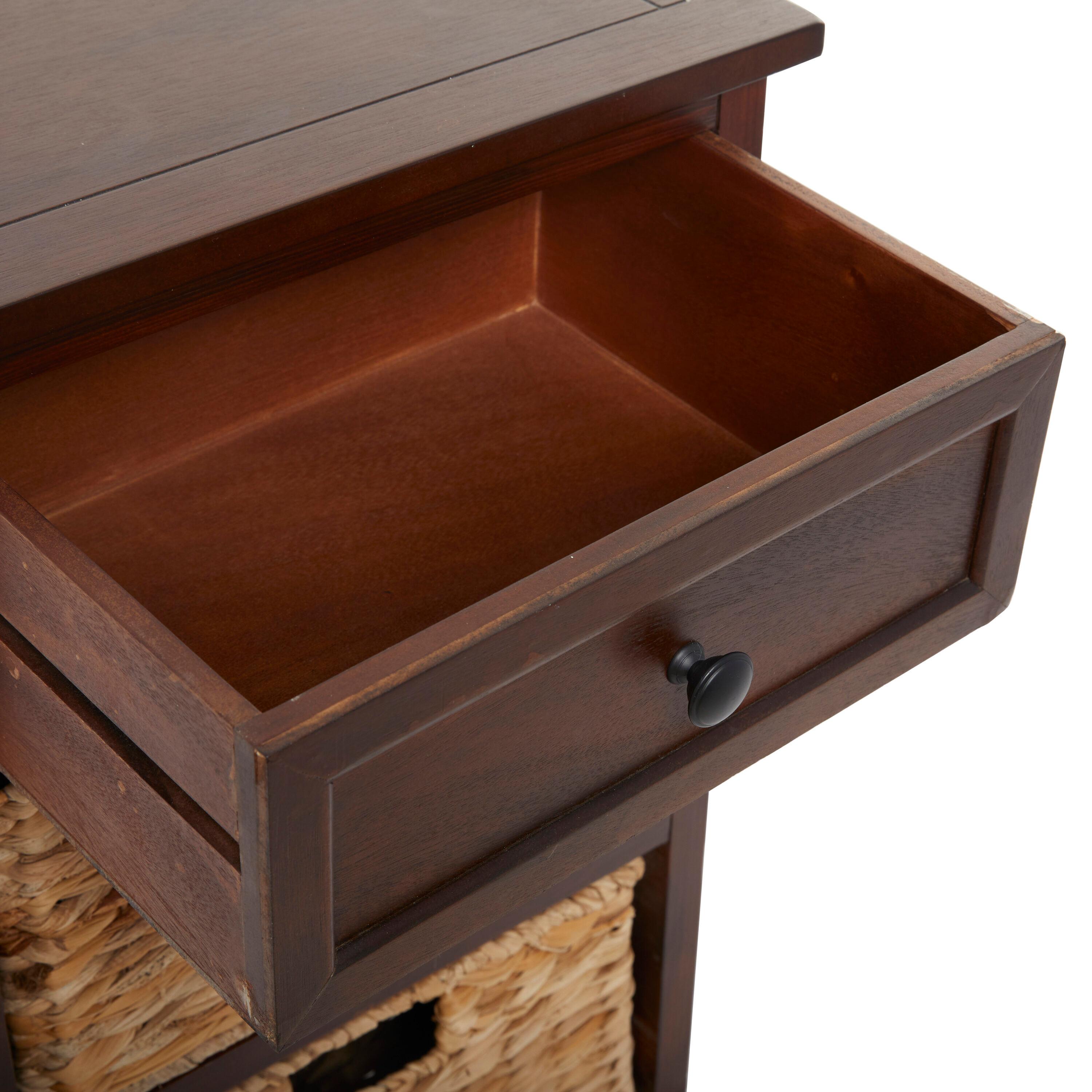 Wooden Side Chest with Wicker Drawers Brown - Olivia & May